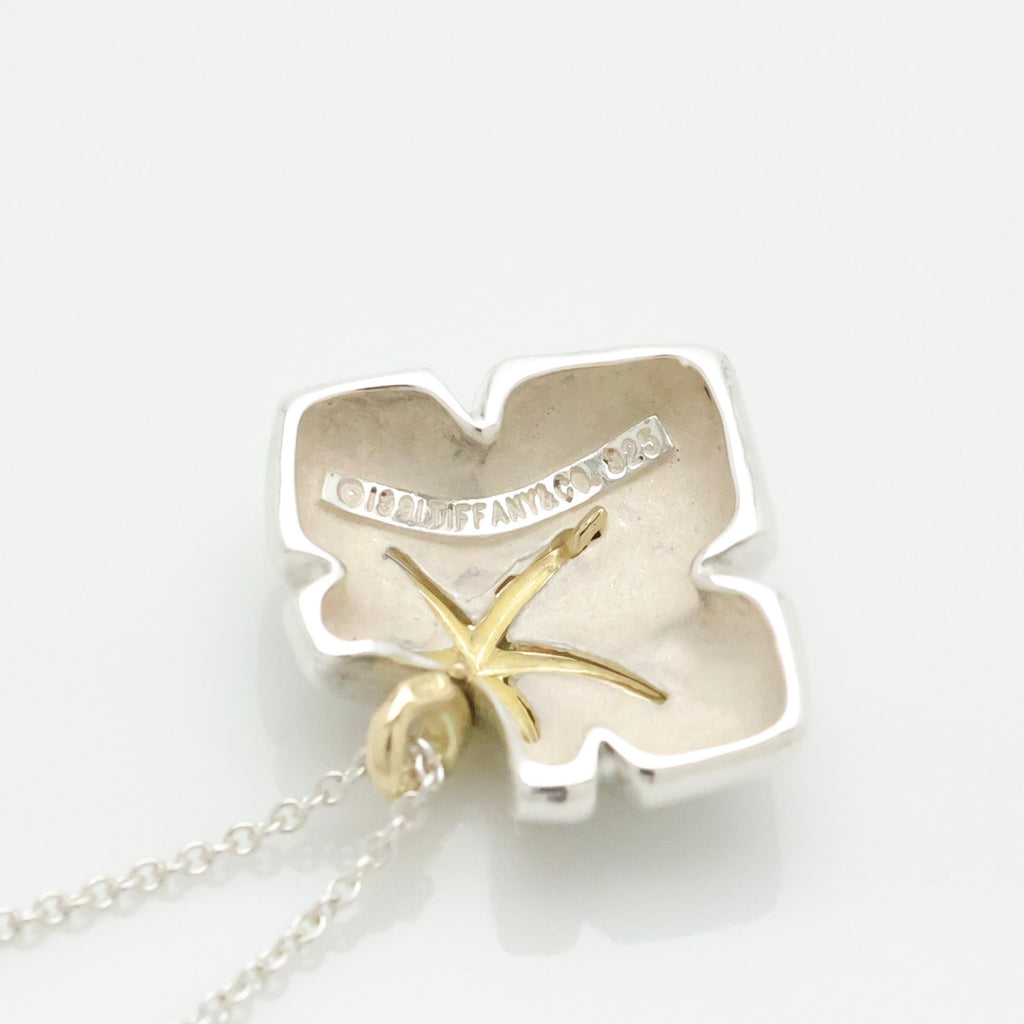  Tiffany & Co. Nature Leaf Pendant Necklace Sterling Silver 925 & Gold 