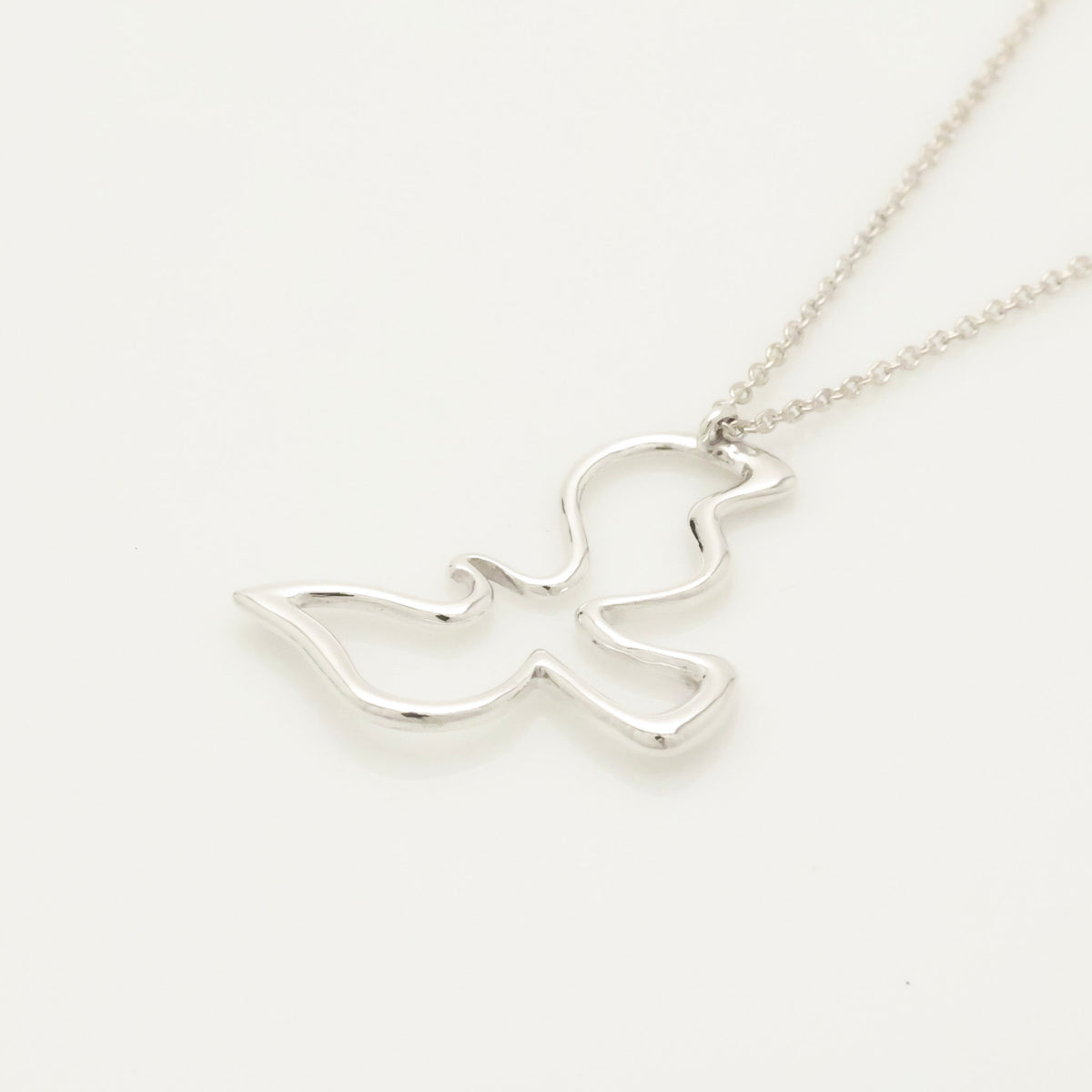 Tiffany & Co. Picasso Open Dove Bird Pendant Necklace Sterling Silver 925