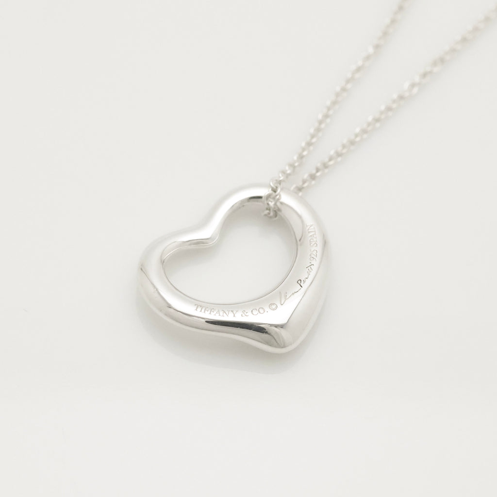 Tiffany & Co. Open Heart Pendant Necklace Sterling Silver 925