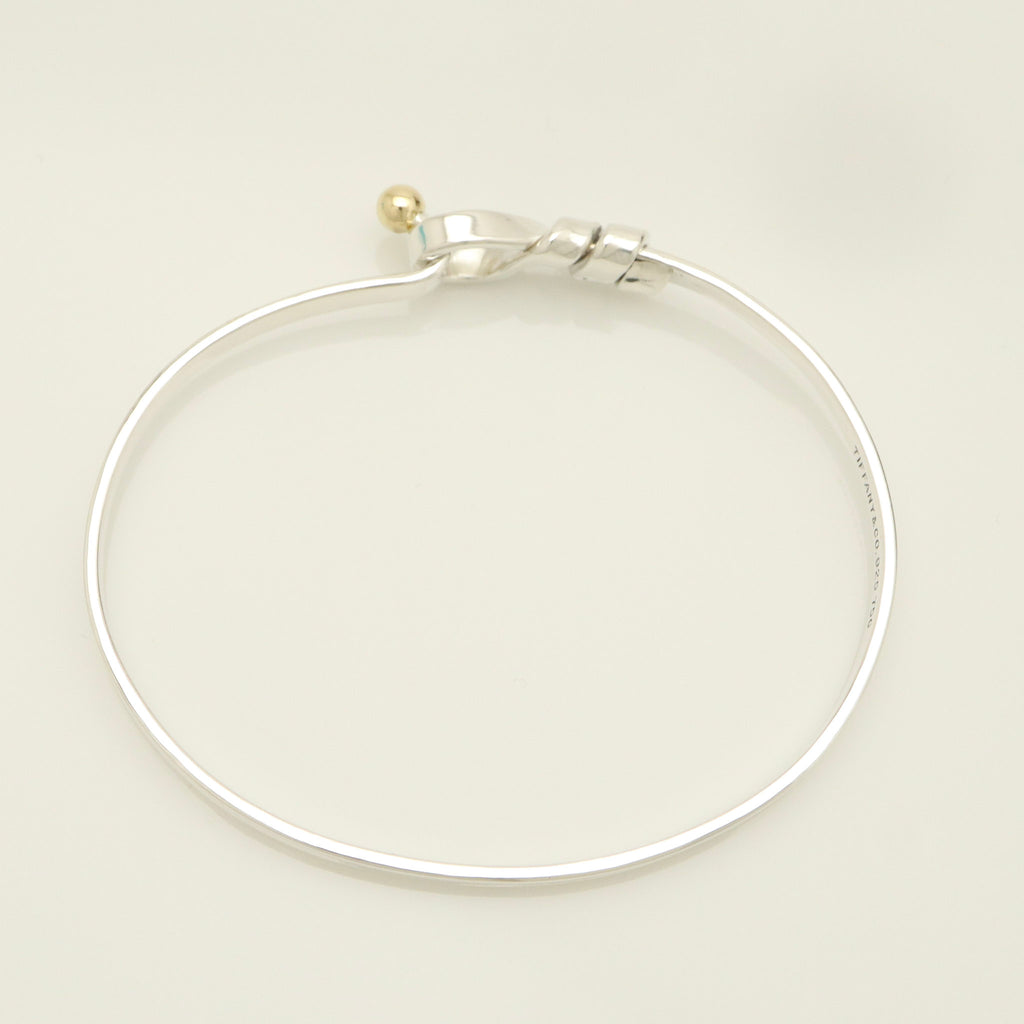 Tiffany & Co. Hook & Eye Bangle Sterling Silver 925 Gold 18k