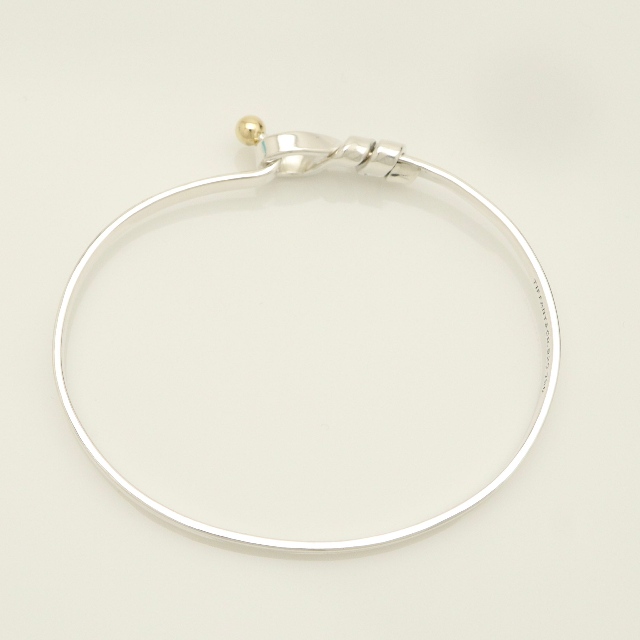 Tiffany & Co. Hook & Eye Bangle Sterling Silver 925 Gold 18k