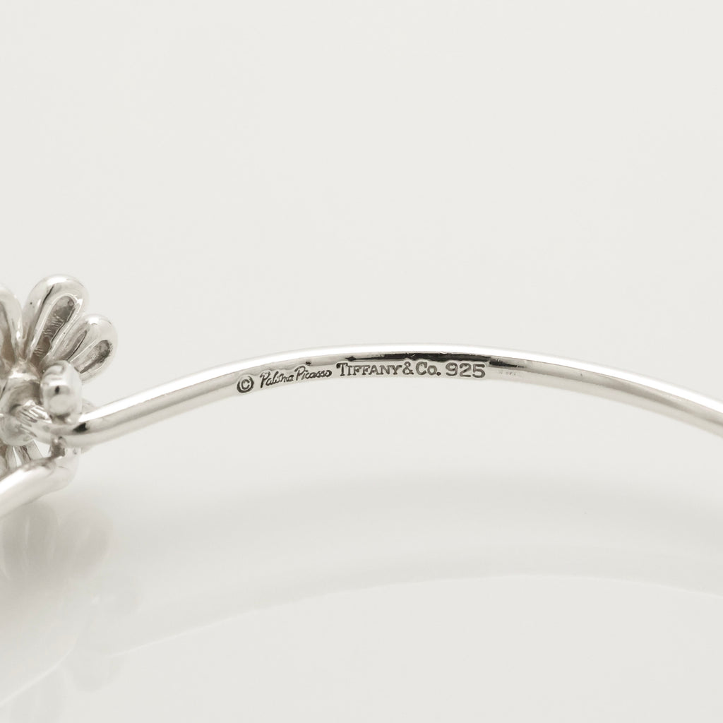 Tiffany & Co. Daisy Flower Hook Bangle Bracelet  Sterling Silver 925
