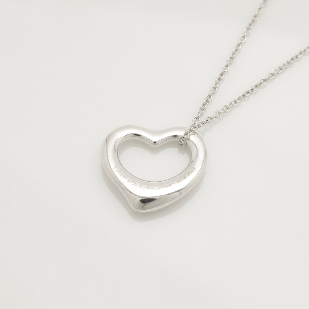 Tiffany & Co. Open Heart Pendant Necklace Sterling Silver 925