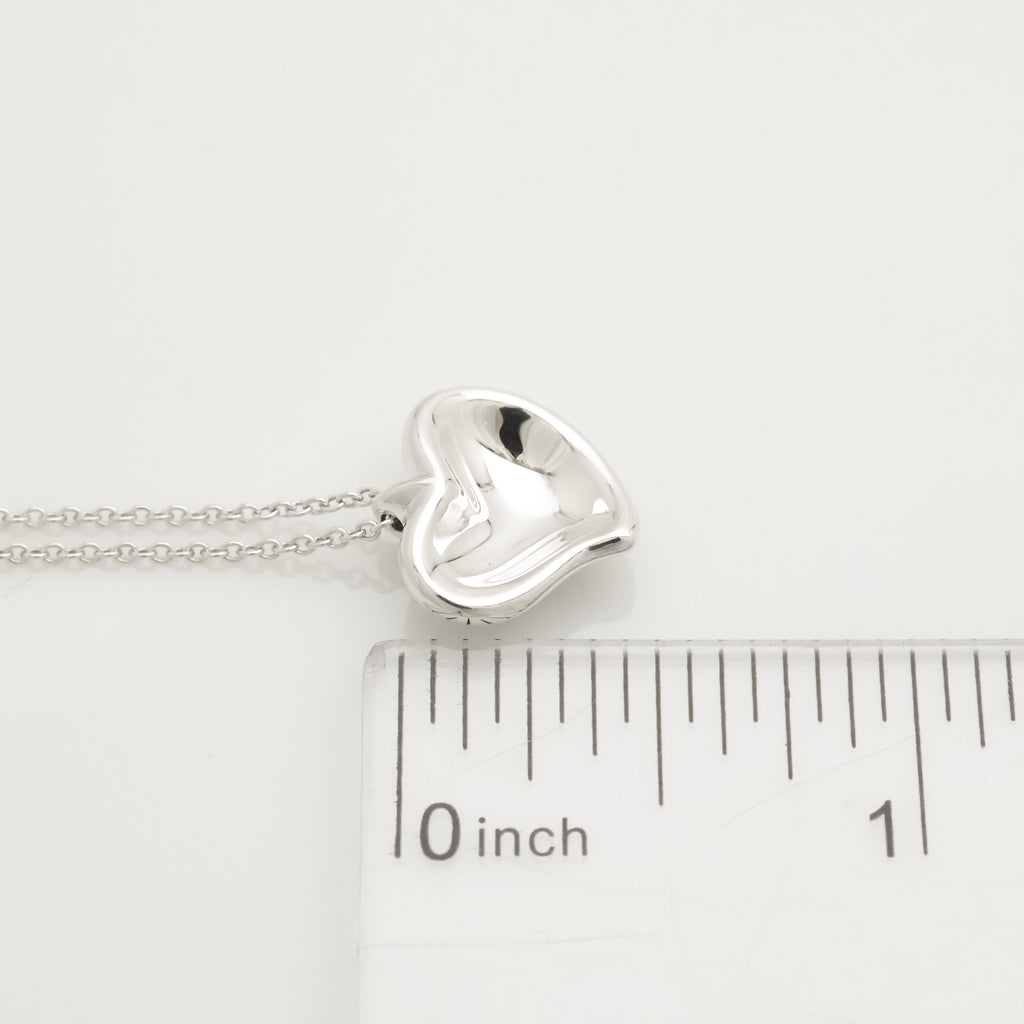 Tiffany & Co. Peretti Curved Full Heart Necklace Sterling Silver 925