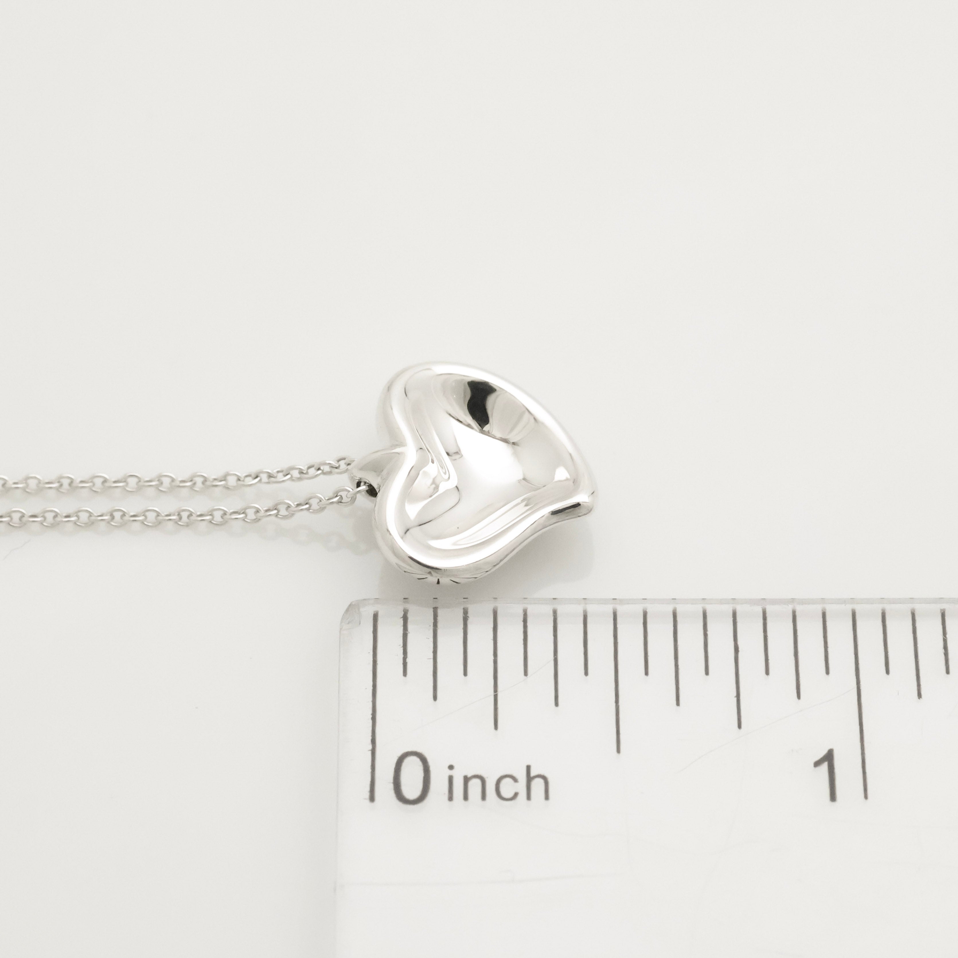 Tiffany & Co. Peretti Curved Full Heart Necklace Sterling Silver 925