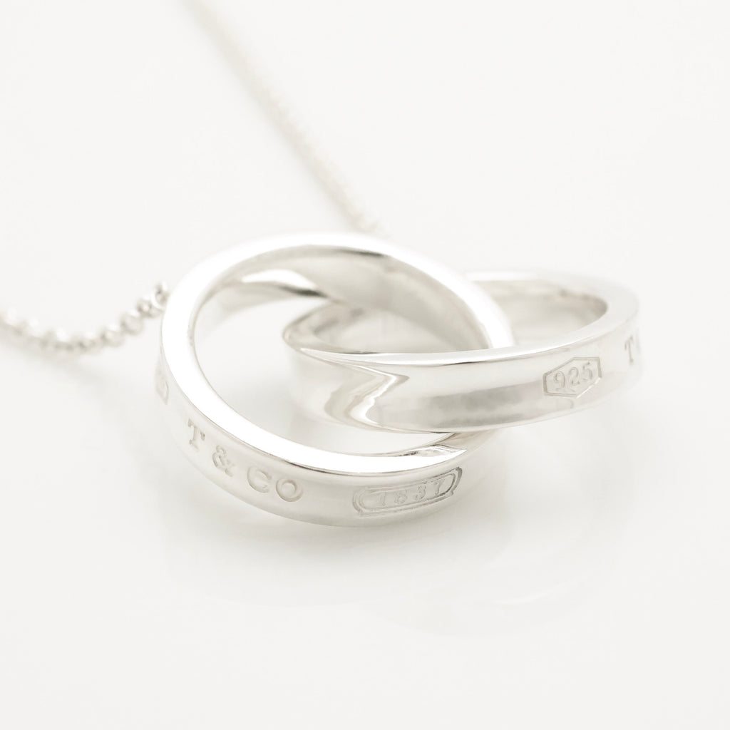 Tiffany & Co. 1837 Interlocking Circles Lariat Necklace Sterling Silver 925
