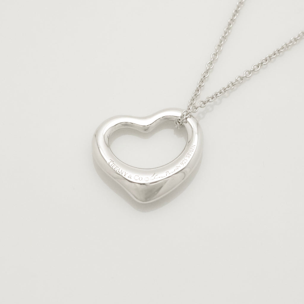 Tiffany & Co. Open Heart Pendant Necklace Sterling Silver 925