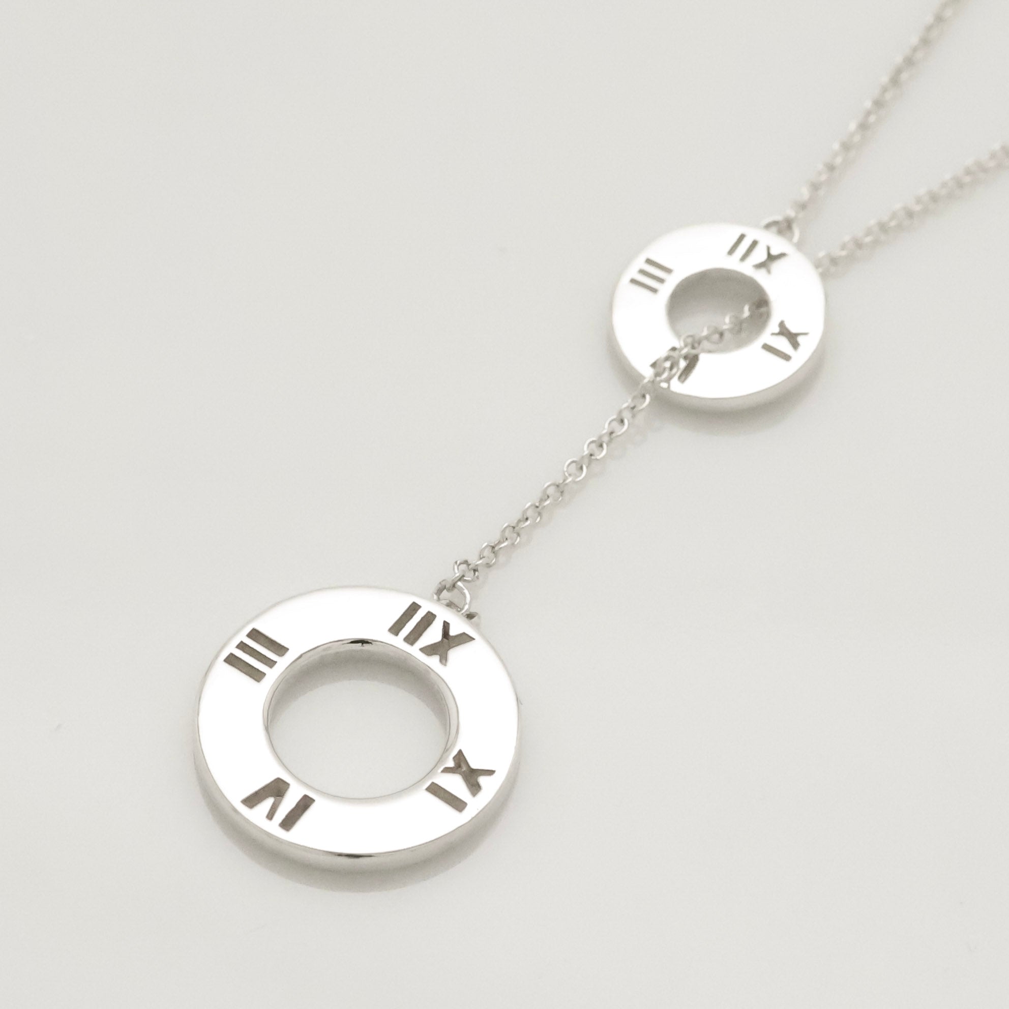 Tiffany & Co. Atlas Round Circle Lariat Necklace Sterling Silver 925