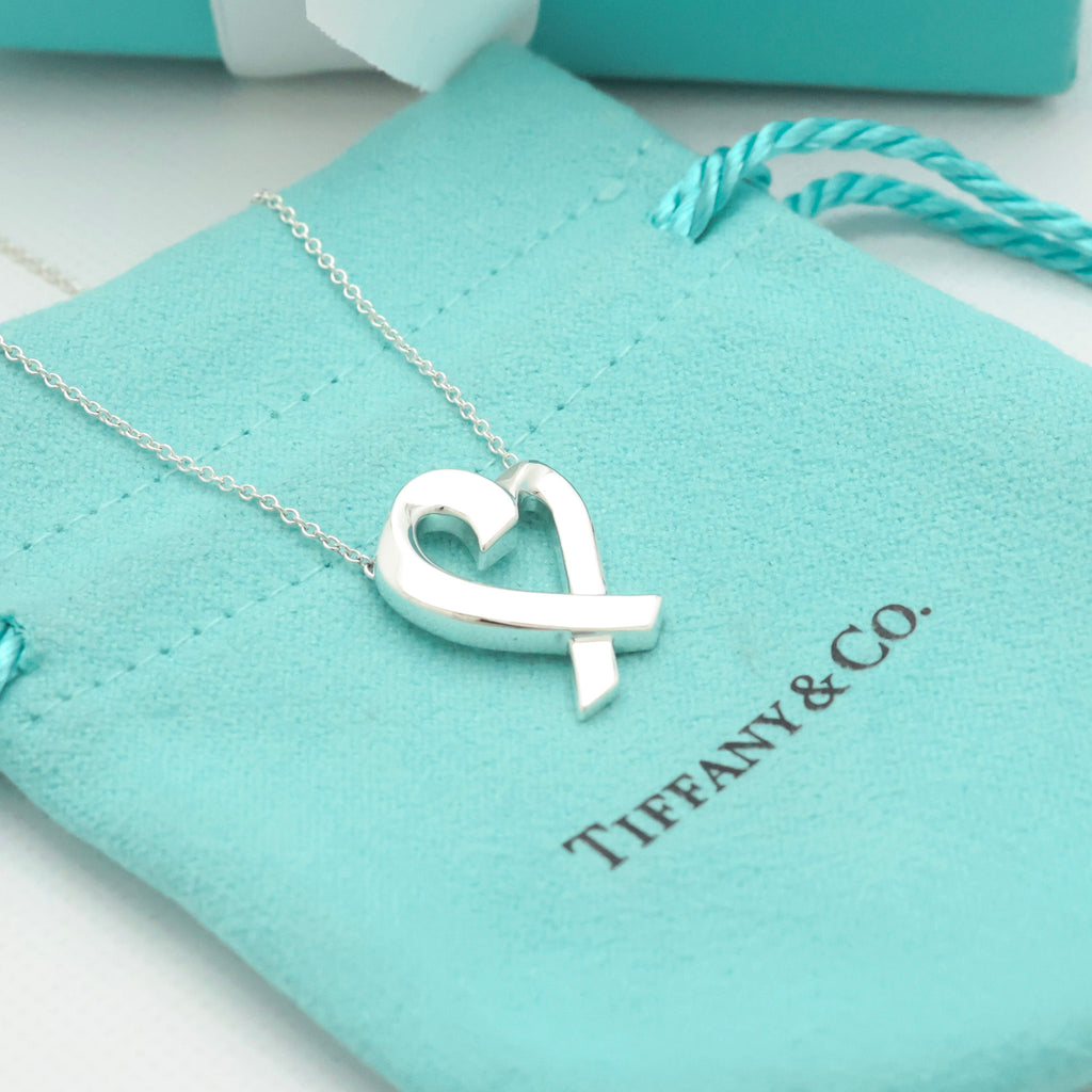 Tiffany & Co. Loving Heart Pendant Necklace Sterling Silver 925 