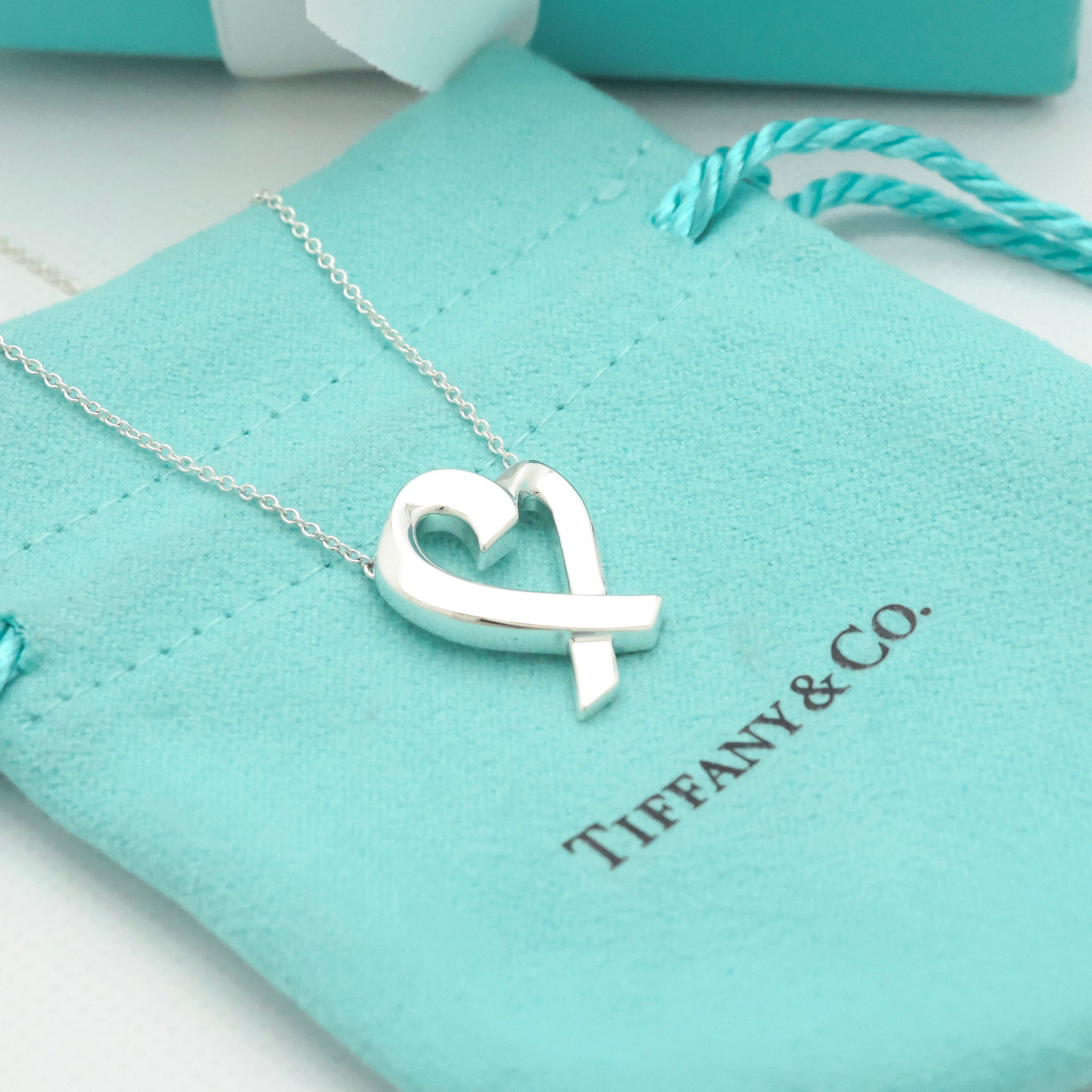 Tiffany & Co. Loving Heart Pendant Necklace Sterling Silver 925 