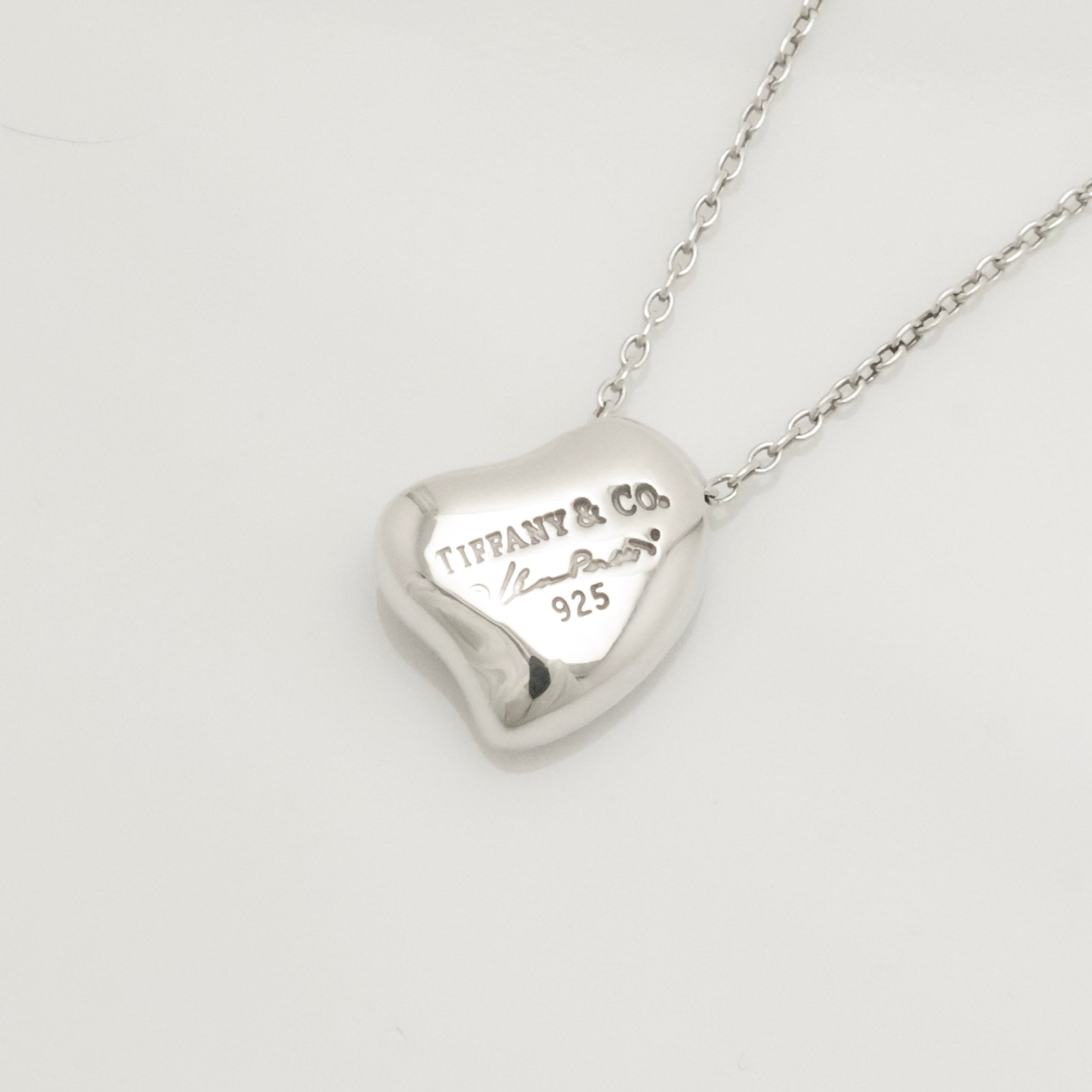  Tiffany & Co. Full Heart Pendant Necklace Sterling Silver 925