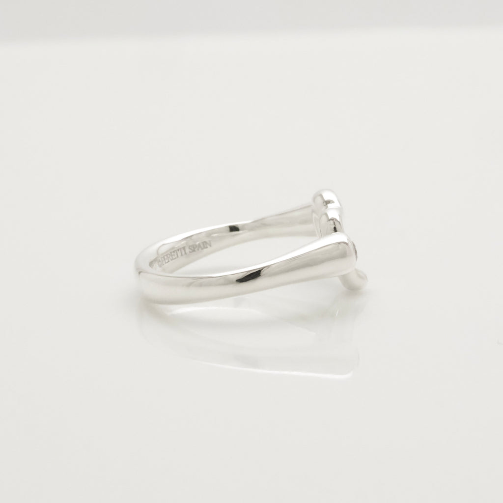 Tiffany & Co. 2P Diamond Open Heart Ring Size 4.5 Sterling Silver 925