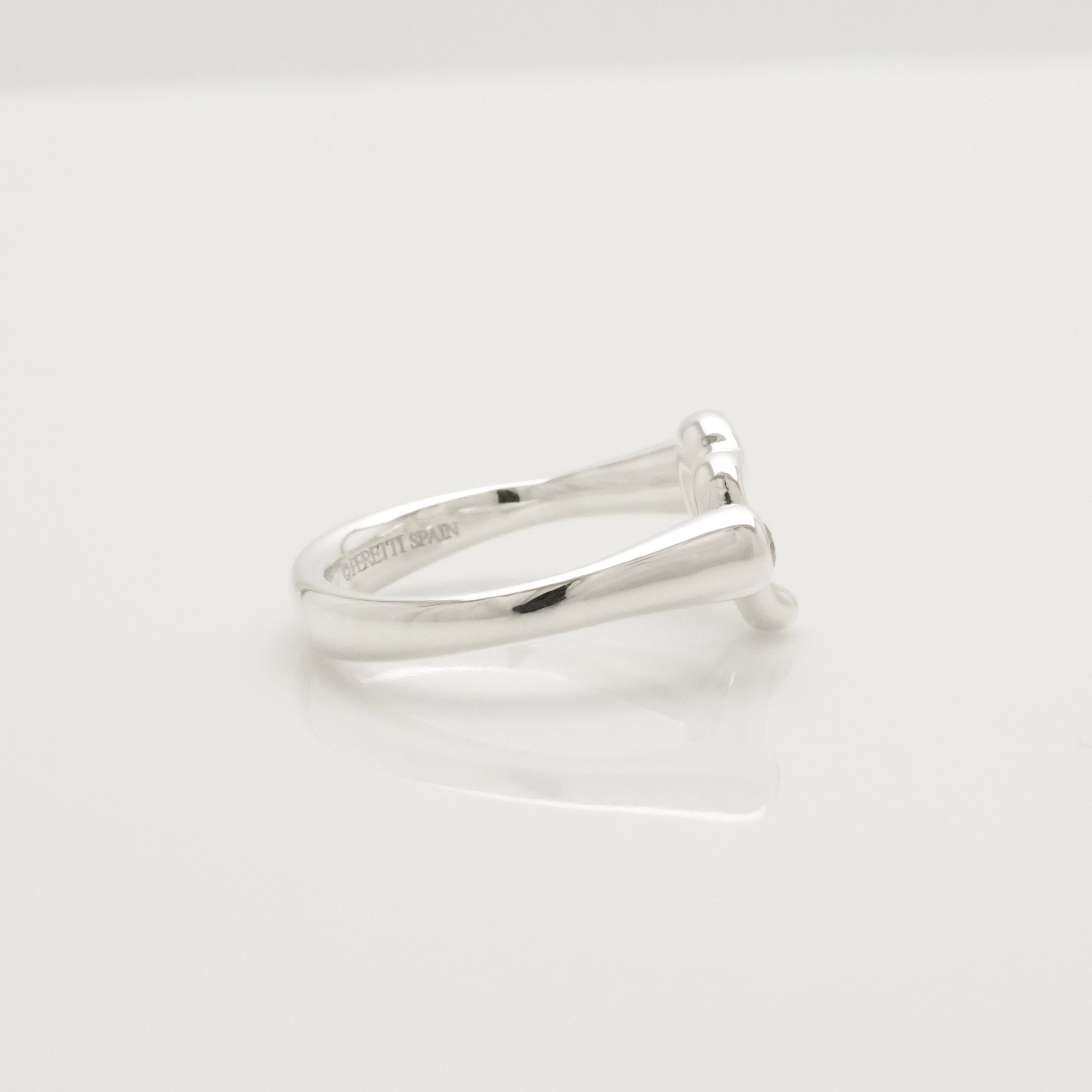 Tiffany & Co. 2P Diamond Open Heart Ring Size 4.5 Sterling Silver 925