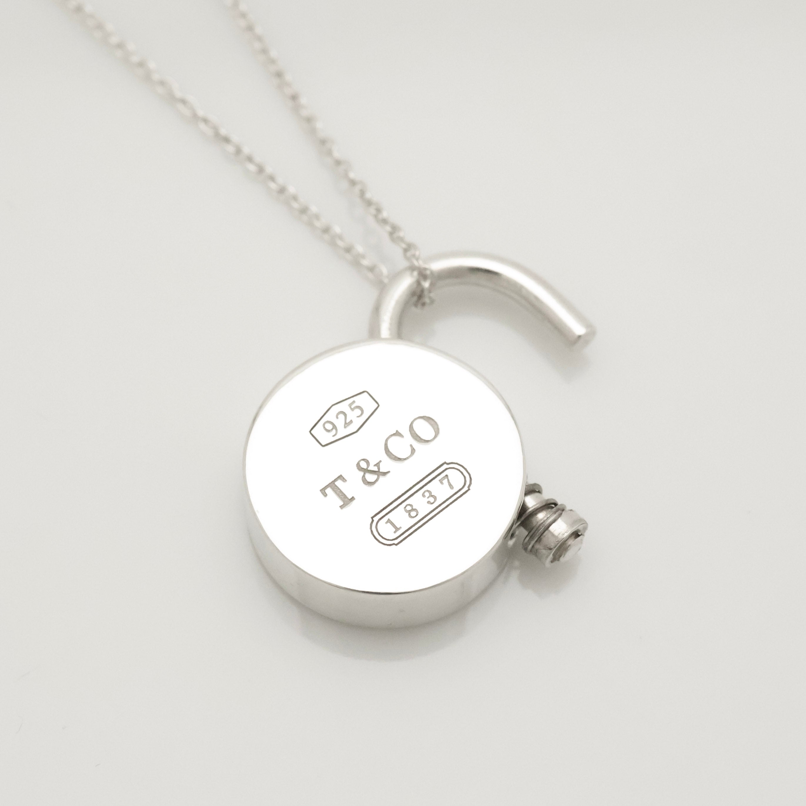 Tiffany & Co. 1837 Round Lock Padlock Pendant Necklace Sterling Silver 925