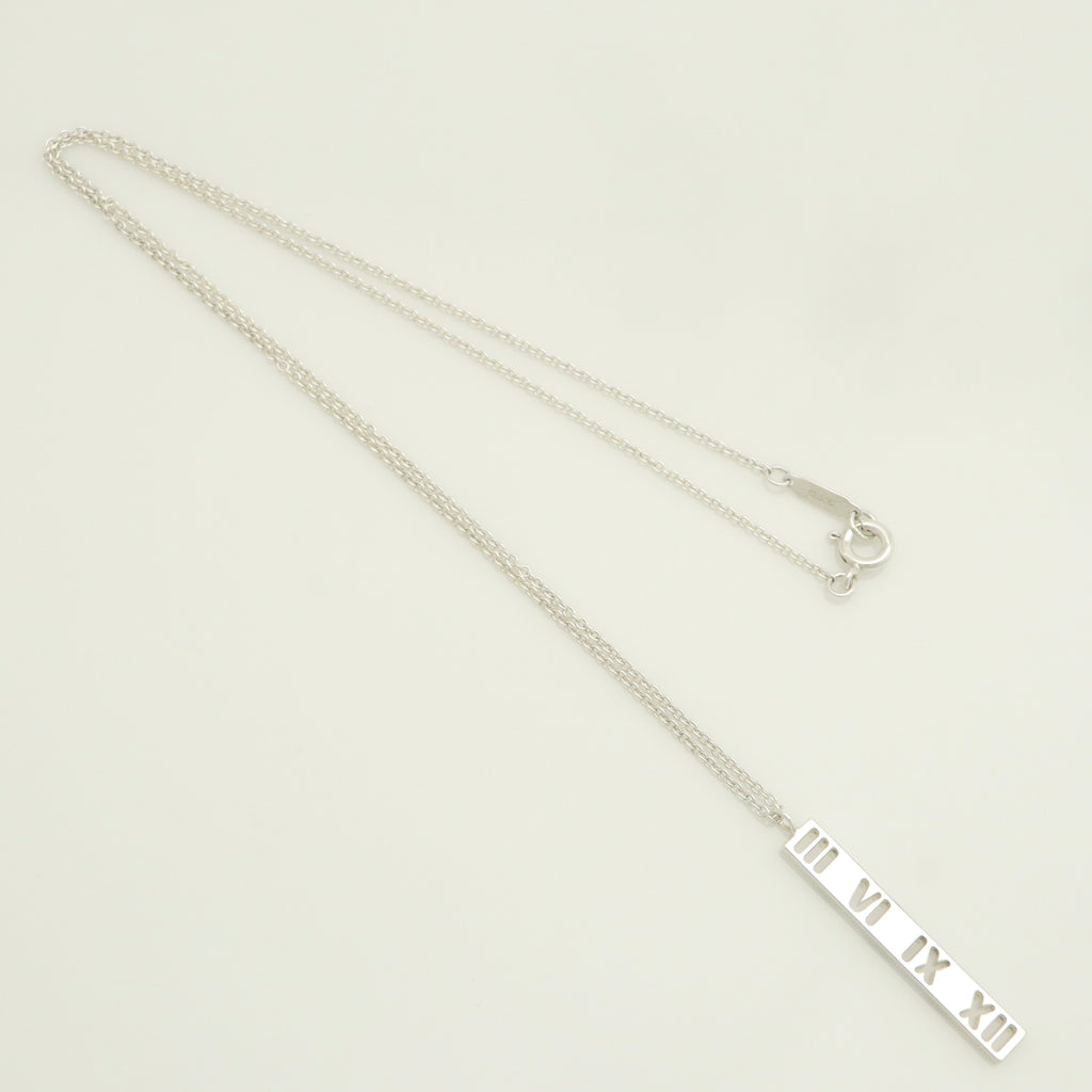 Tiffany & Co. Atlas Bar Roman Numeral Necklace Pendant Sterling Silver 925