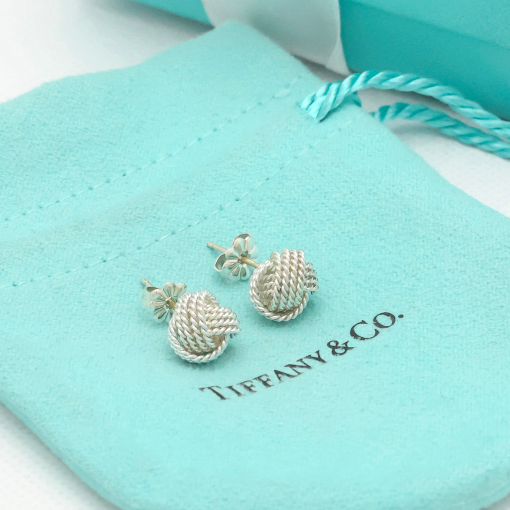 Tiffany & Co. Somerset Twist Knot Mesh Stud Earring Sterling Silver 925
