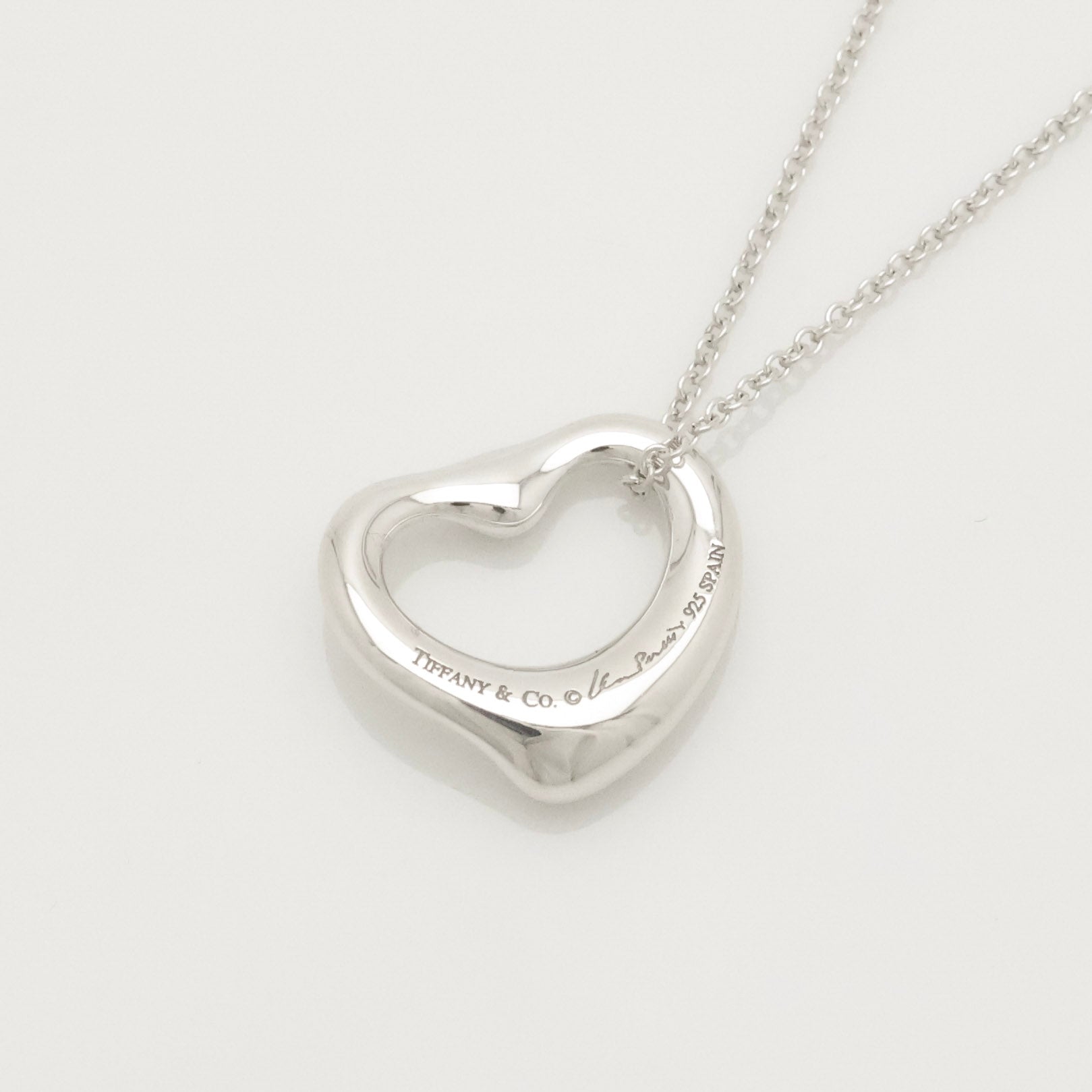 Tiffany & Co. Aquamarine Peretti Open Heart Necklace Sterling Silver 925