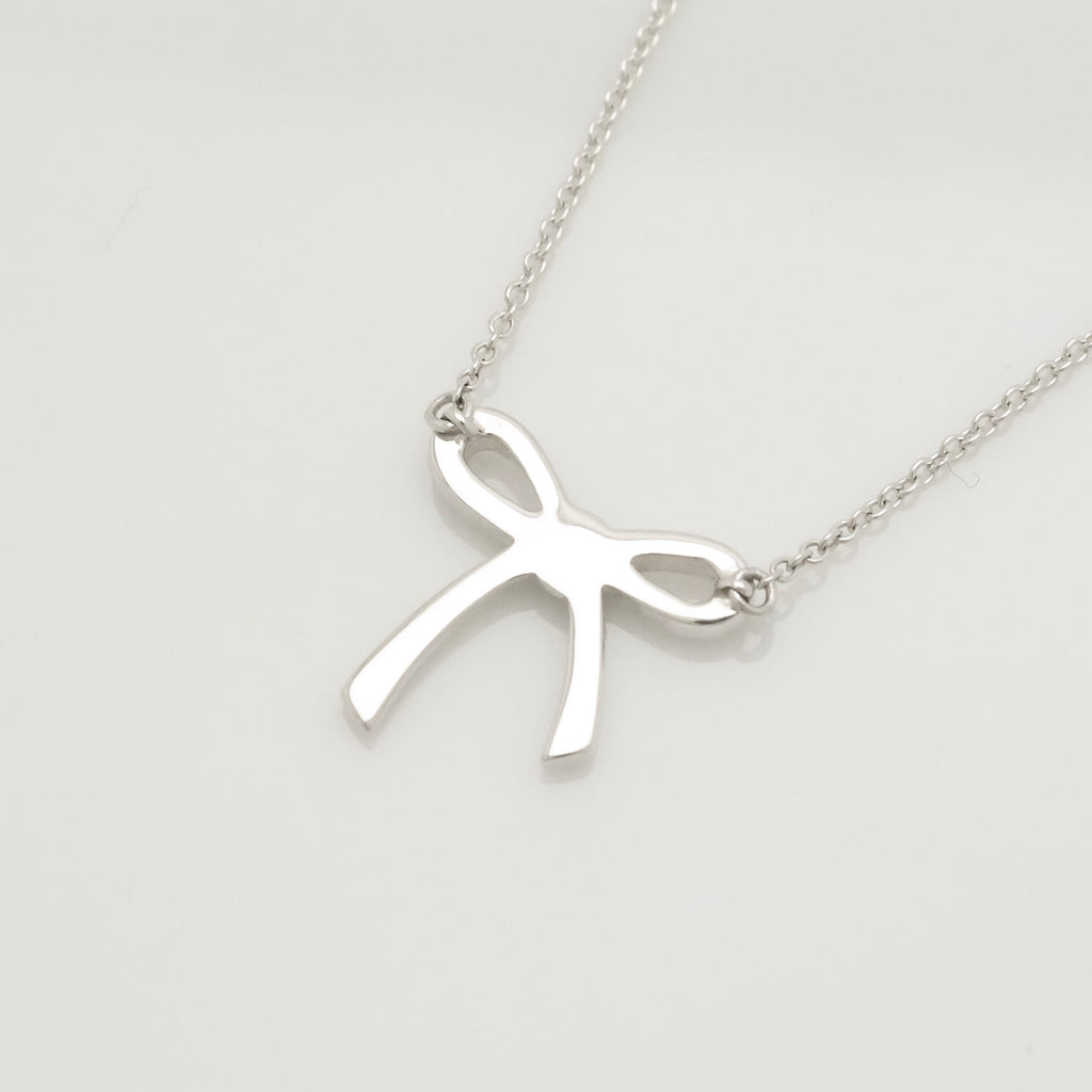 Tiffany & Co. Ribbon Bow Necklace Pendant  Sterling Silver 925 
