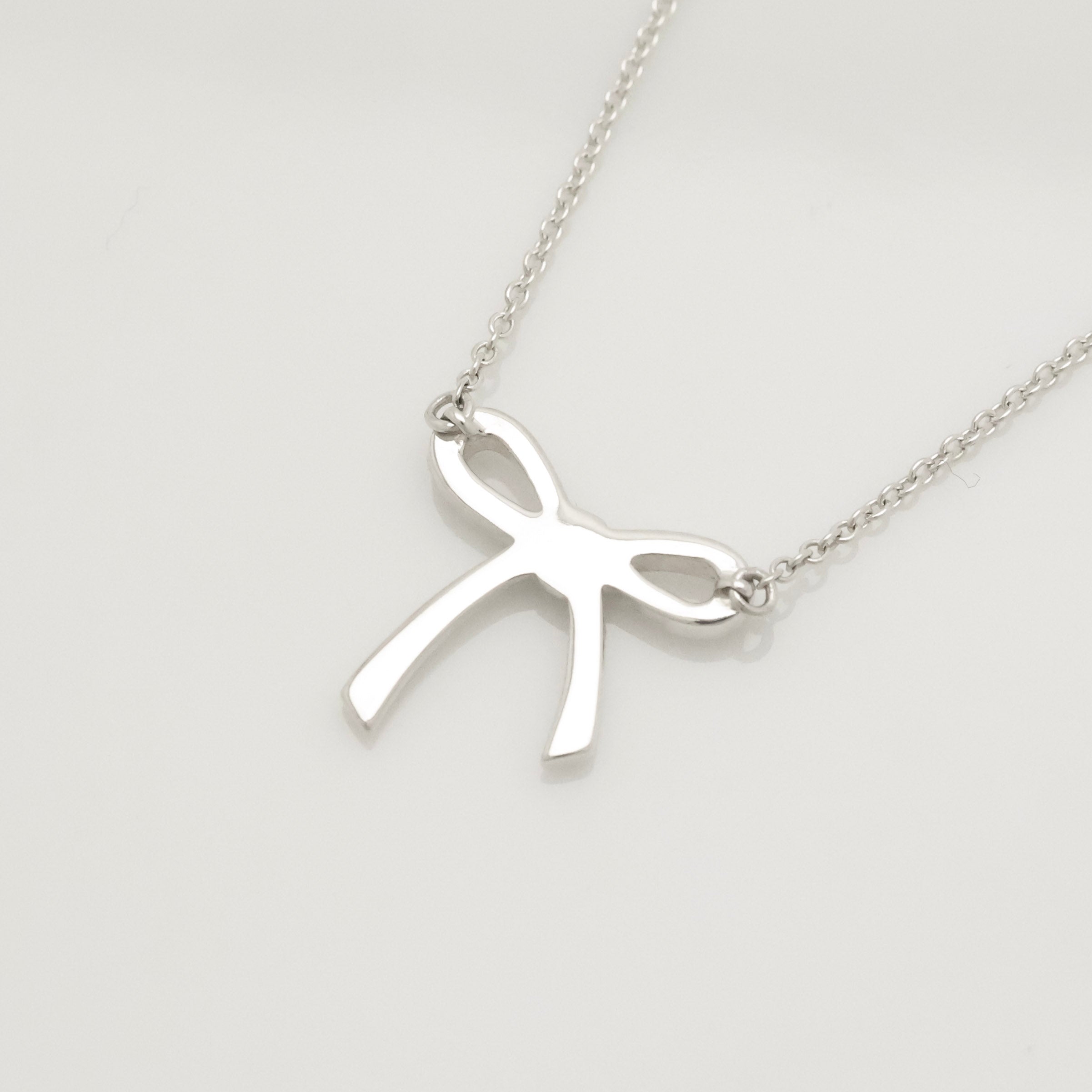 Tiffany & Co. Ribbon Bow Necklace Pendant  Sterling Silver 925 