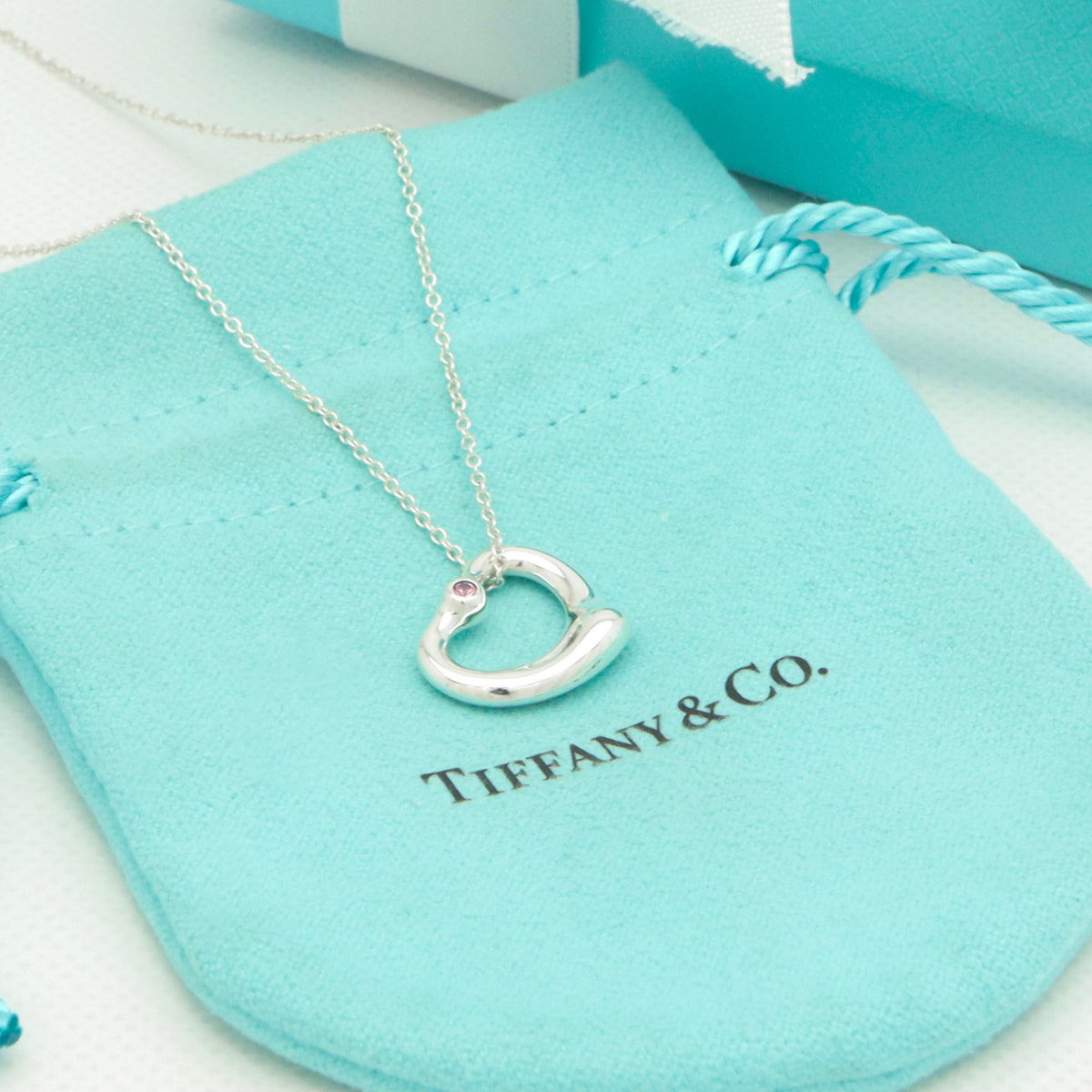 TIFFANY&Co. オープンハート 1P ピンク サファイア エルサペレッティ ネックレス AG925