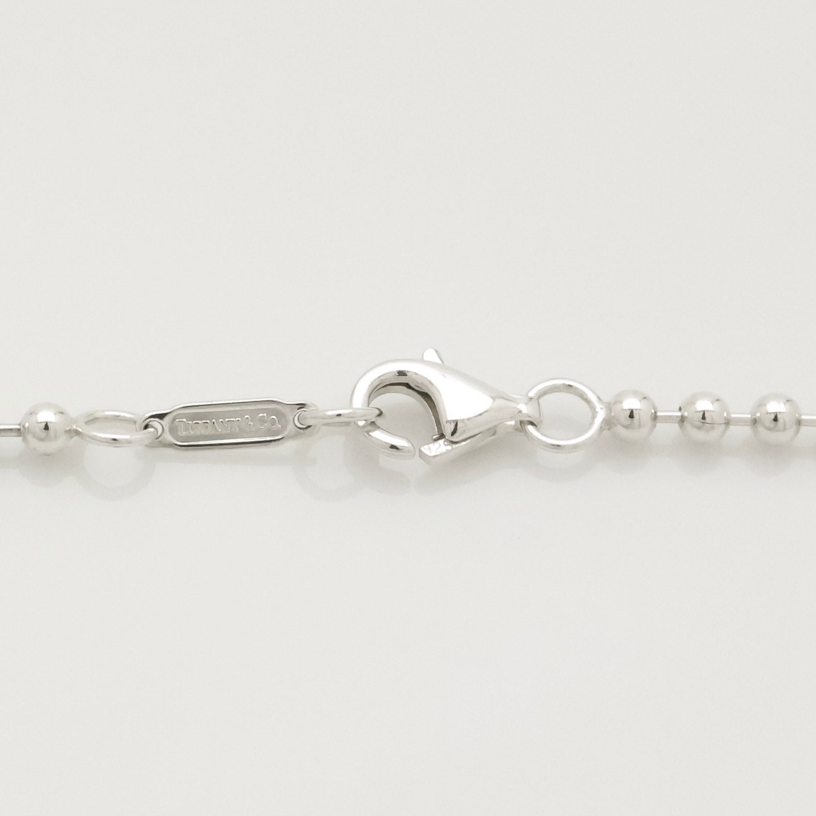 Tiffany & Co. Atlas Dog Tag Plate Ball Chain Necklace Sterling Silver 925