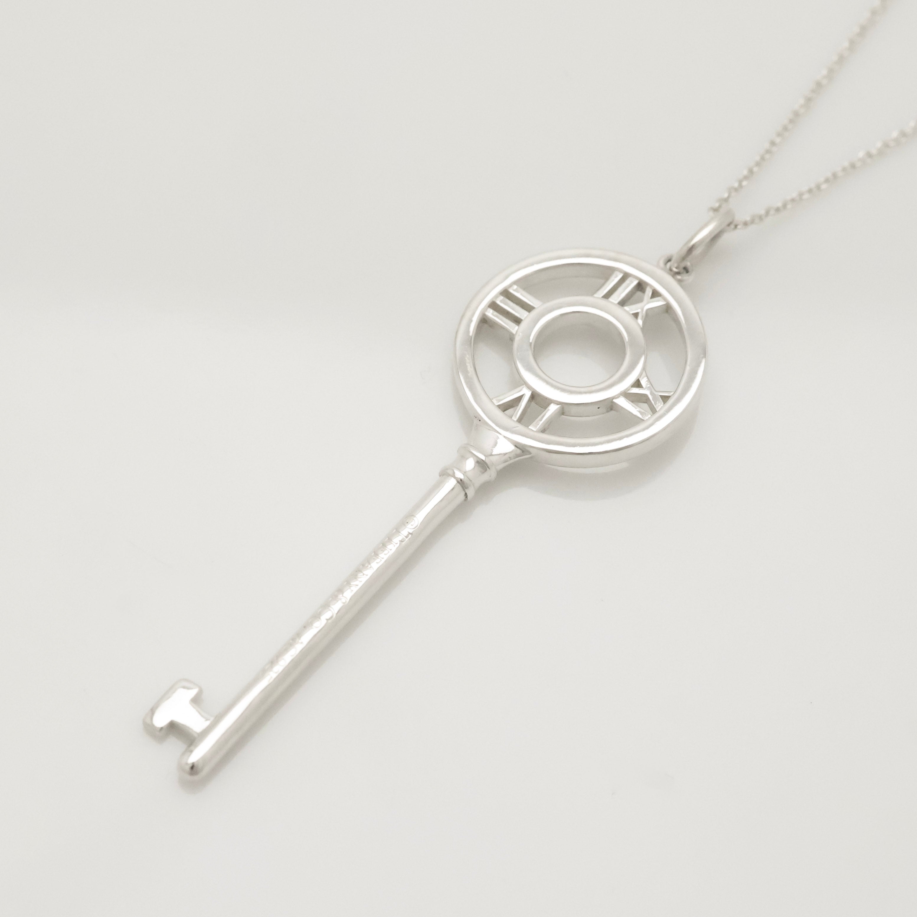  Tiffany & Co. Large Atlas Key Pendant Necklace Sterling Silver 925 