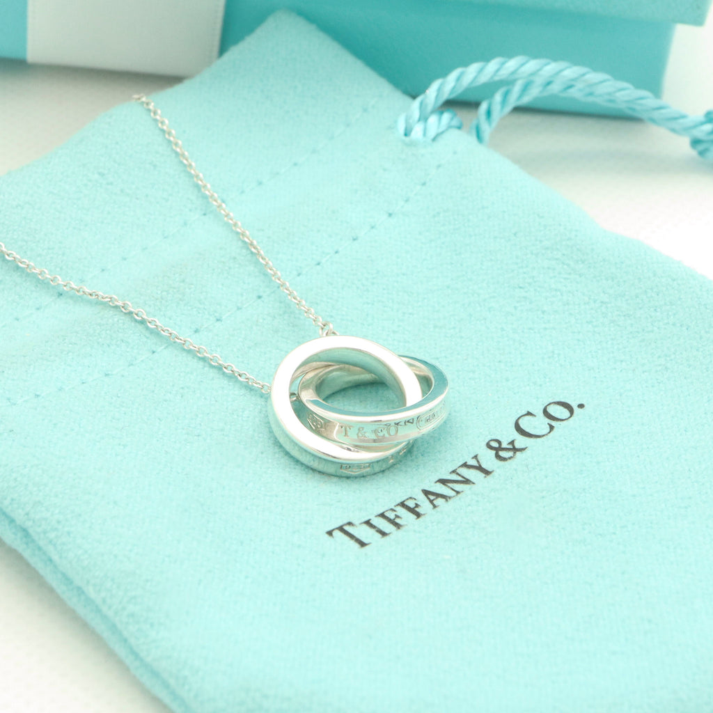 Tiffany & Co. 1837 Interlocking Circles Lariat Necklace Sterling Silver 925