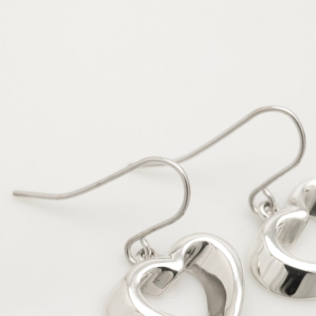 Authentic Tiffany & Co. 3D Geometric Heart Hook Earrings Sterling Silver 925