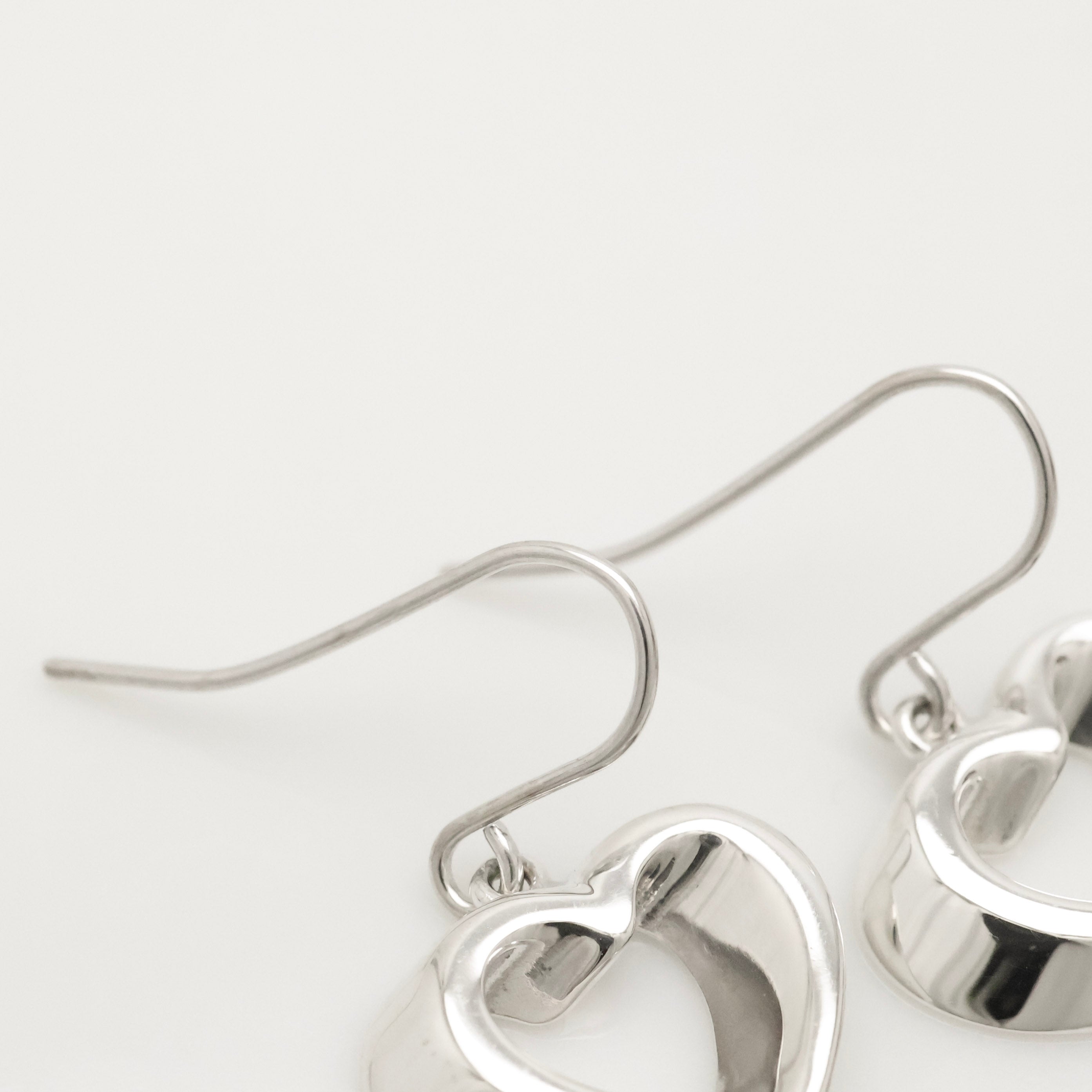 Authentic Tiffany & Co. 3D Geometric Heart Hook Earrings Sterling Silver 925