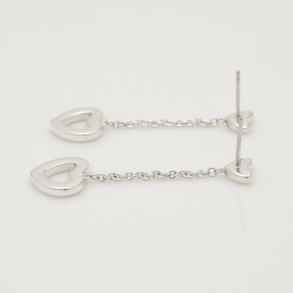 Tiffany & Co. Heart Link Drop Dangle Stud Earrings Sterling Silver 925