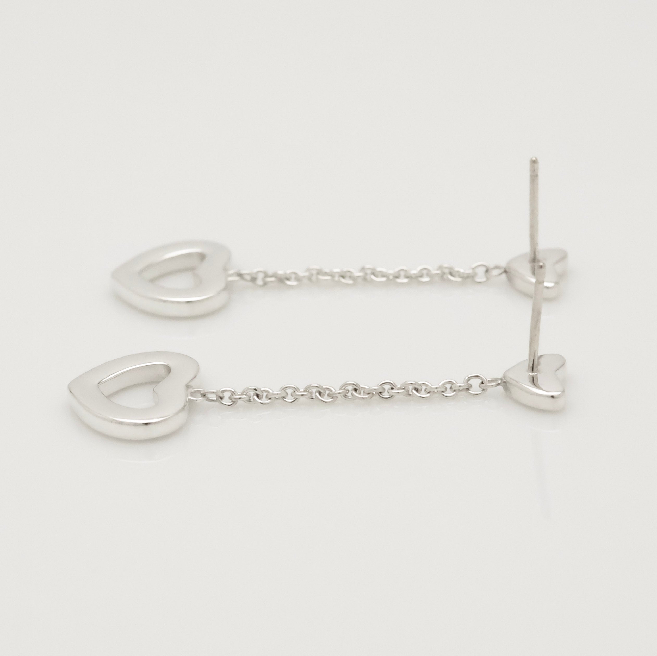 Tiffany & Co. Heart Link Drop Dangle Stud Earrings Sterling Silver 925