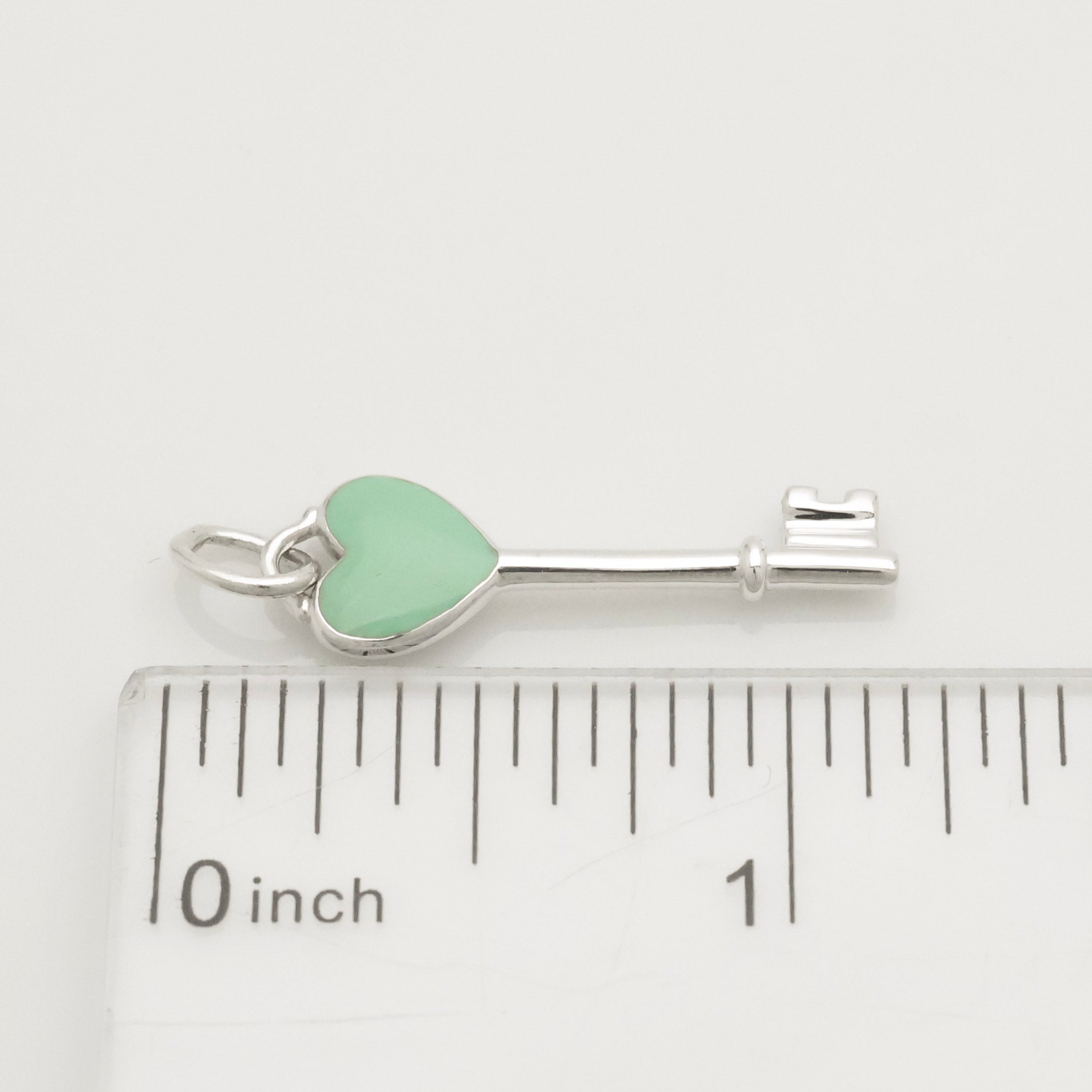 Tiffany & Co. Blue Enamel Heart Key Pendant Charm Sterling Silver 925　