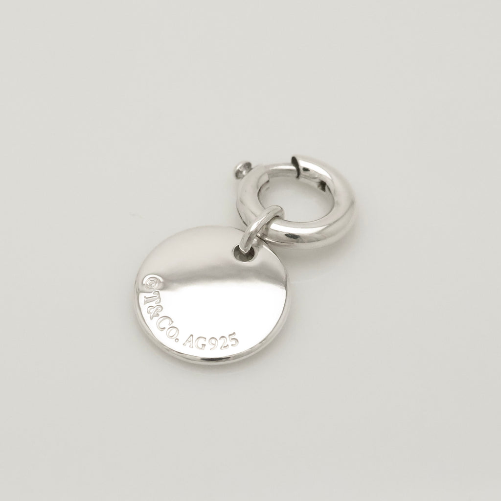 Tiffany & Co. Notes Letter S Disc Round Pendant Charm Sterling Silver 925