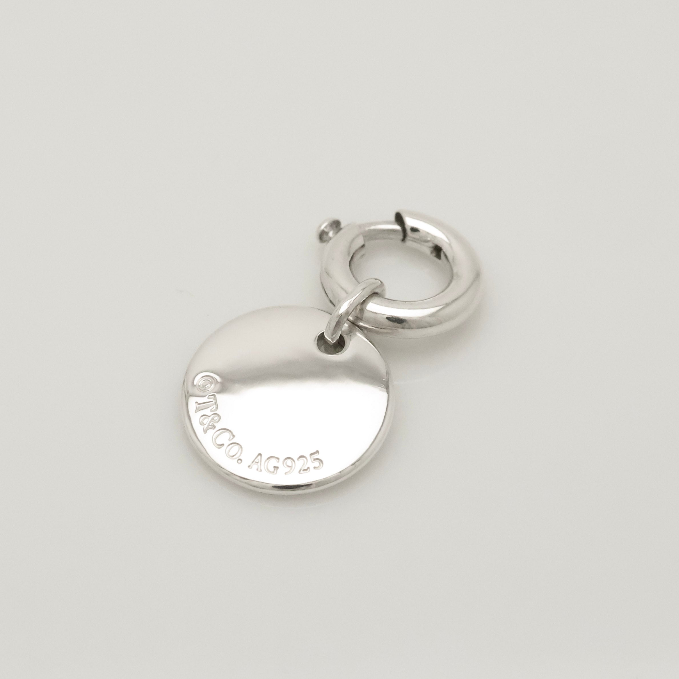 Tiffany & Co. Notes Letter S Disc Round Pendant Charm Sterling Silver 925
