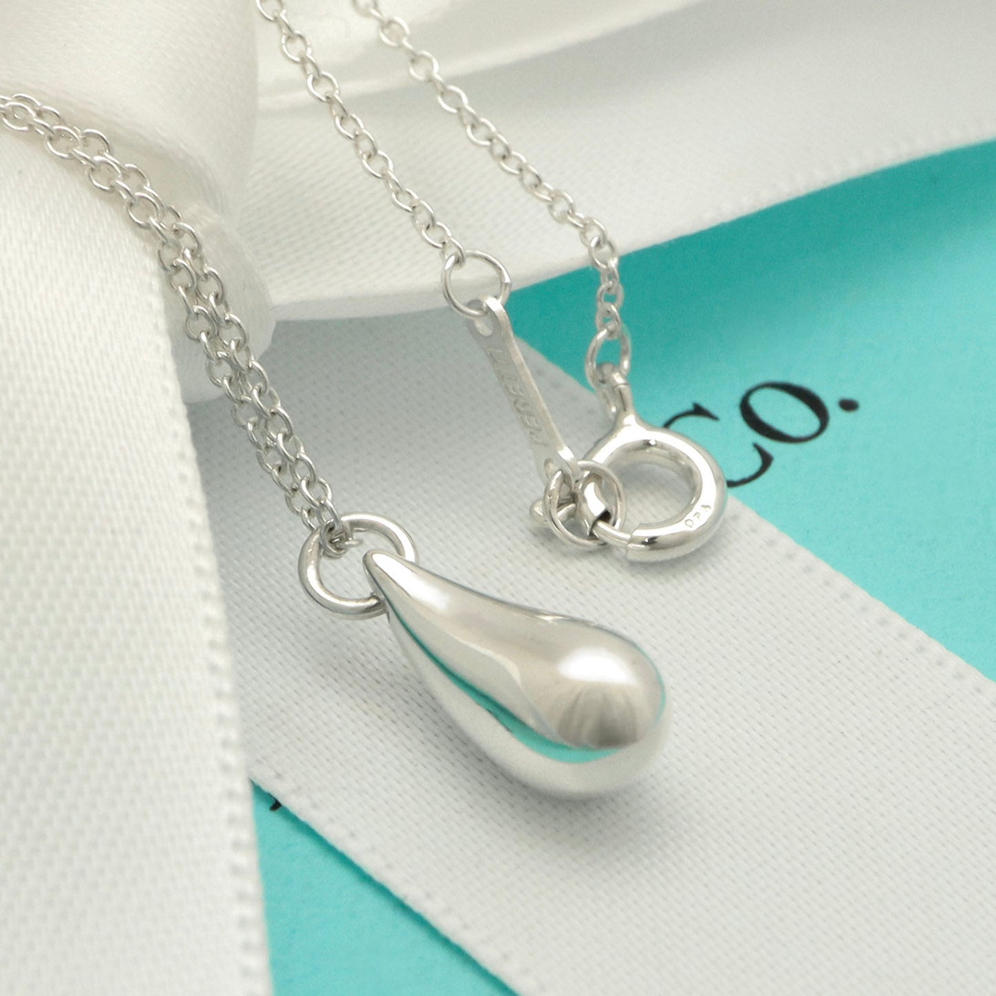 Tiffany & Co. Teardrop Necklace Pendant Sterling Silver 925 