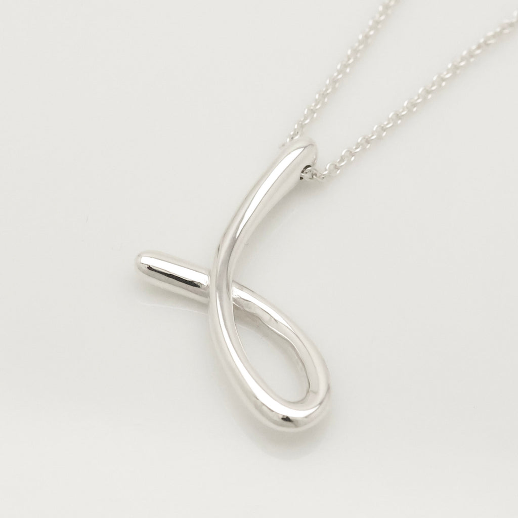 Tiffany & Co. Initial Letter "J" Necklace Pendant Sterling Silver 925