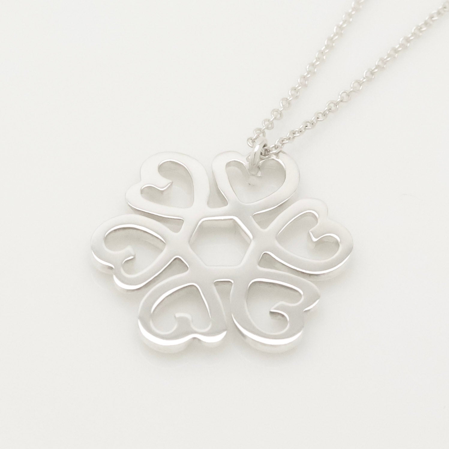 TIFFANY&Co. Clover Loving Heart Necklace Sterling Silver 925