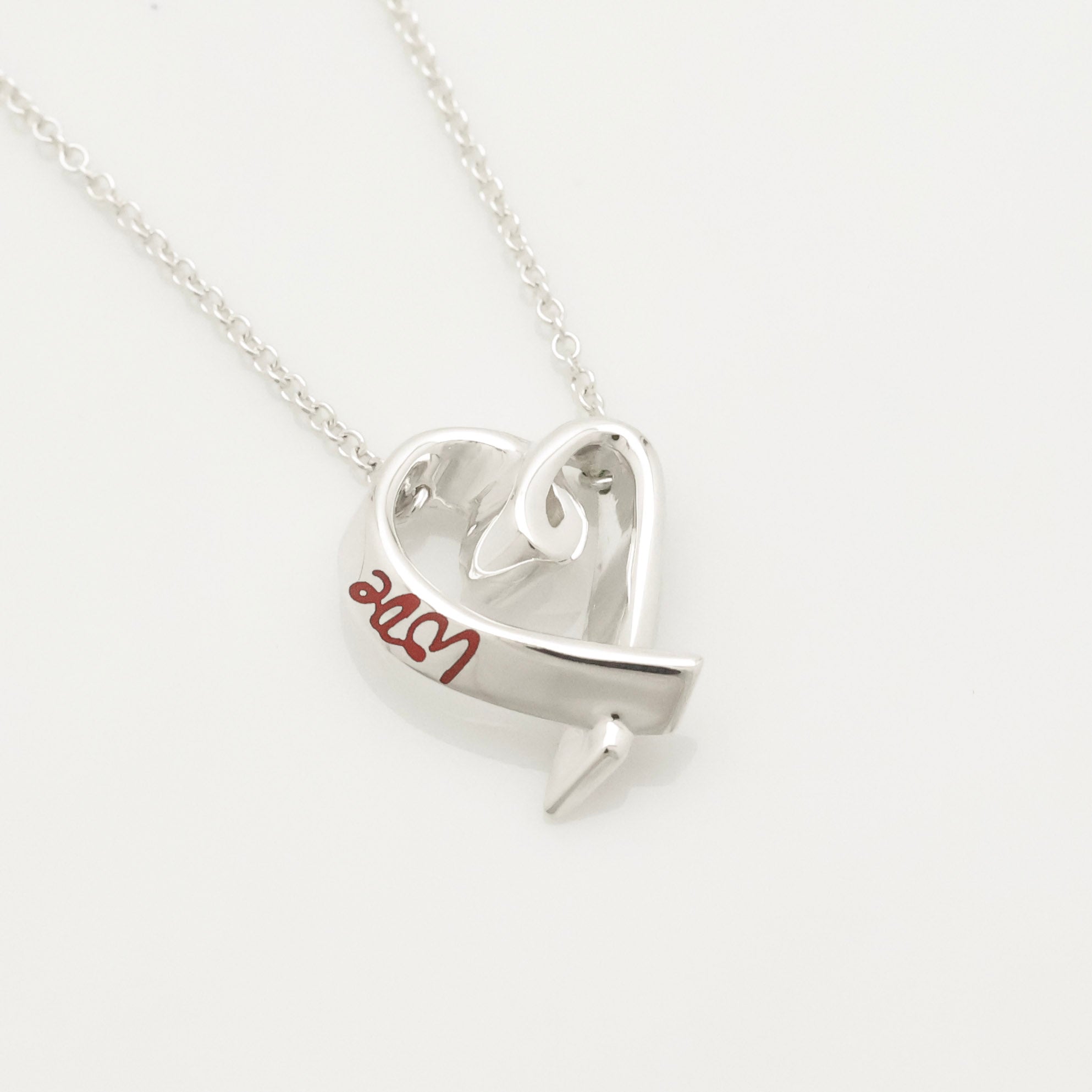 TIFFANY&Co. ラビング ハート LOVE レッド エナメル パロマピカソ ネックレス AG925