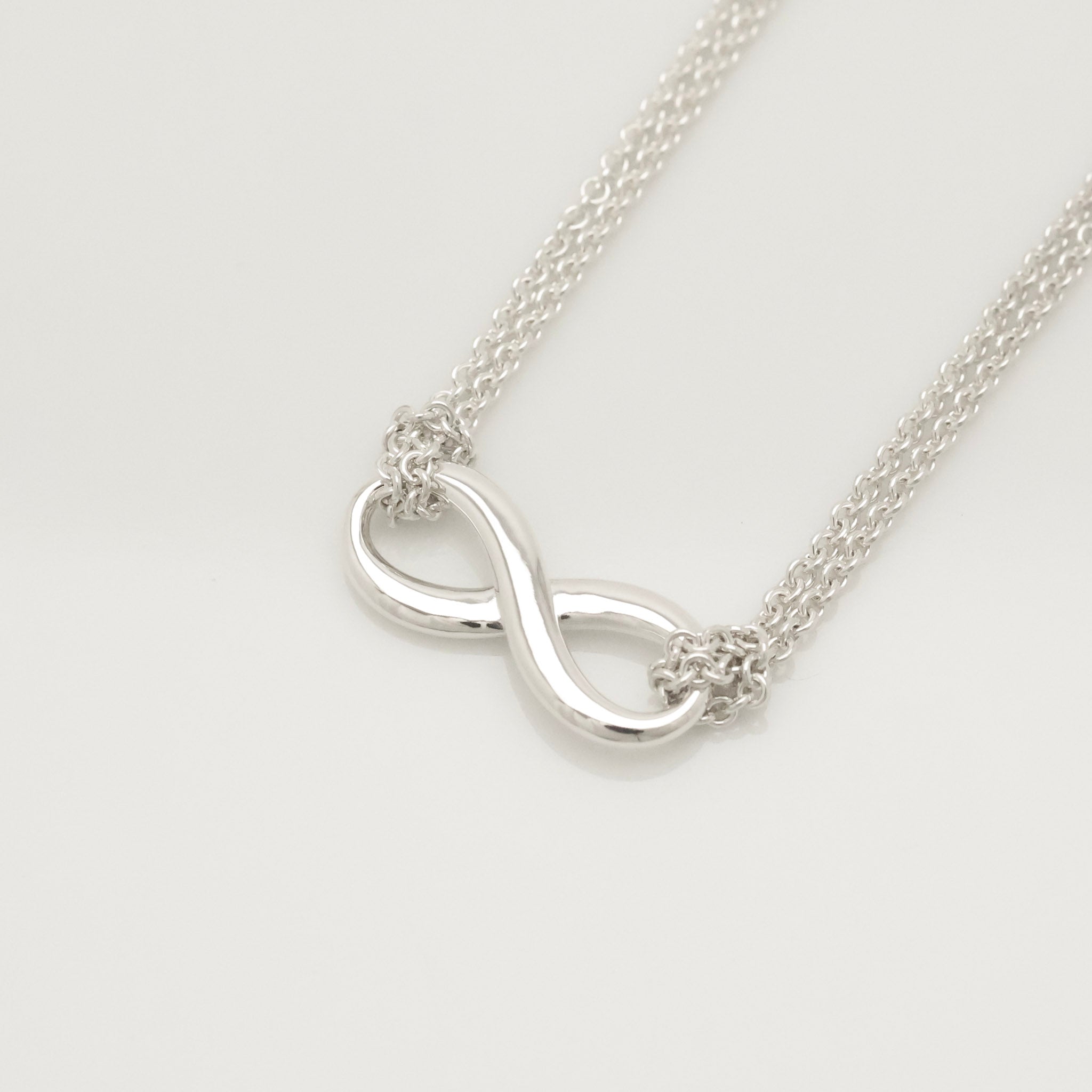 Tiffany & Co. Infinity Double Chain Necklace Sterling Silver 925