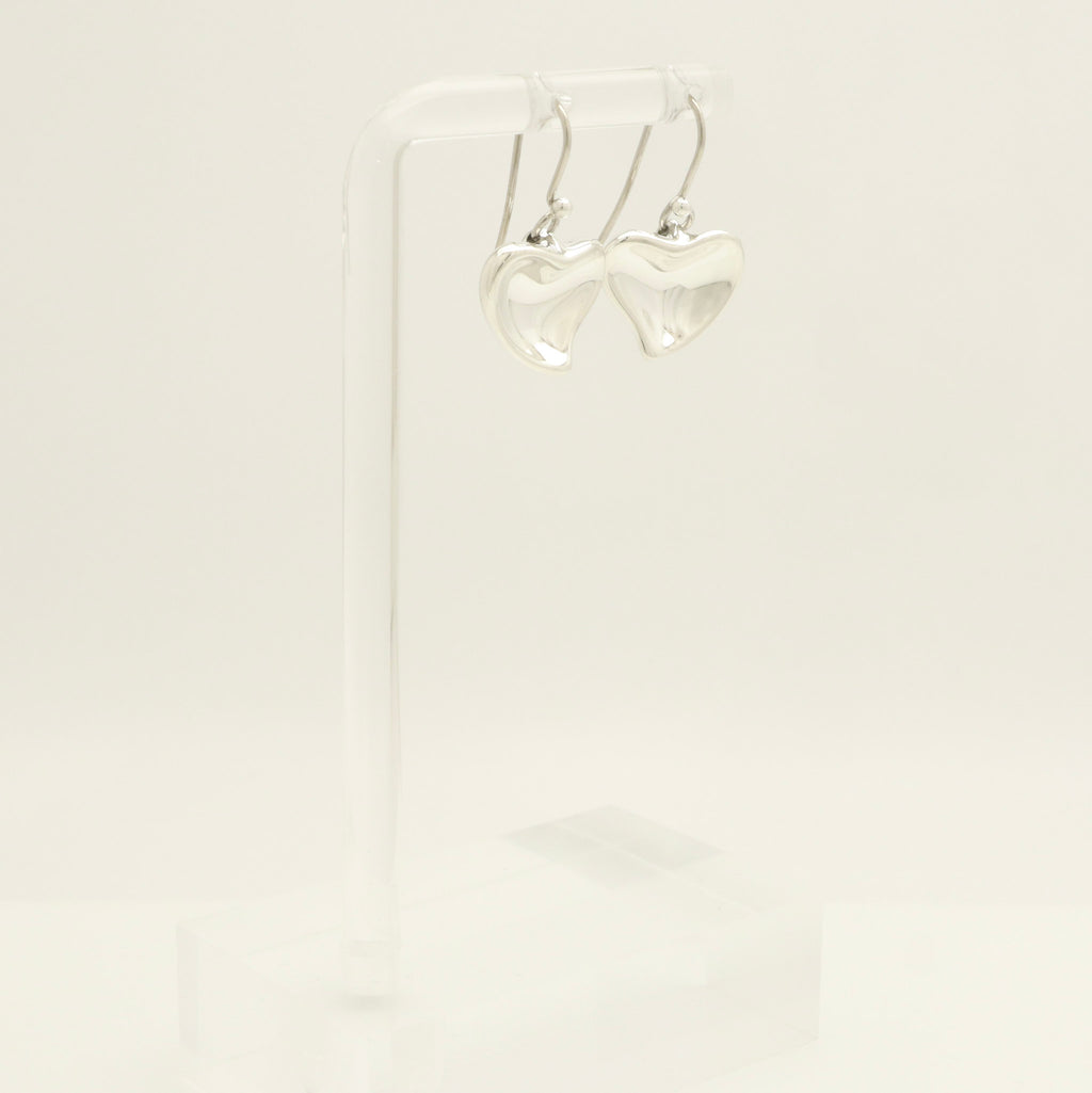 Tiffany & Co. Peretti Full Curved Heart Dangle Hook Earrings Sterling Silver 925