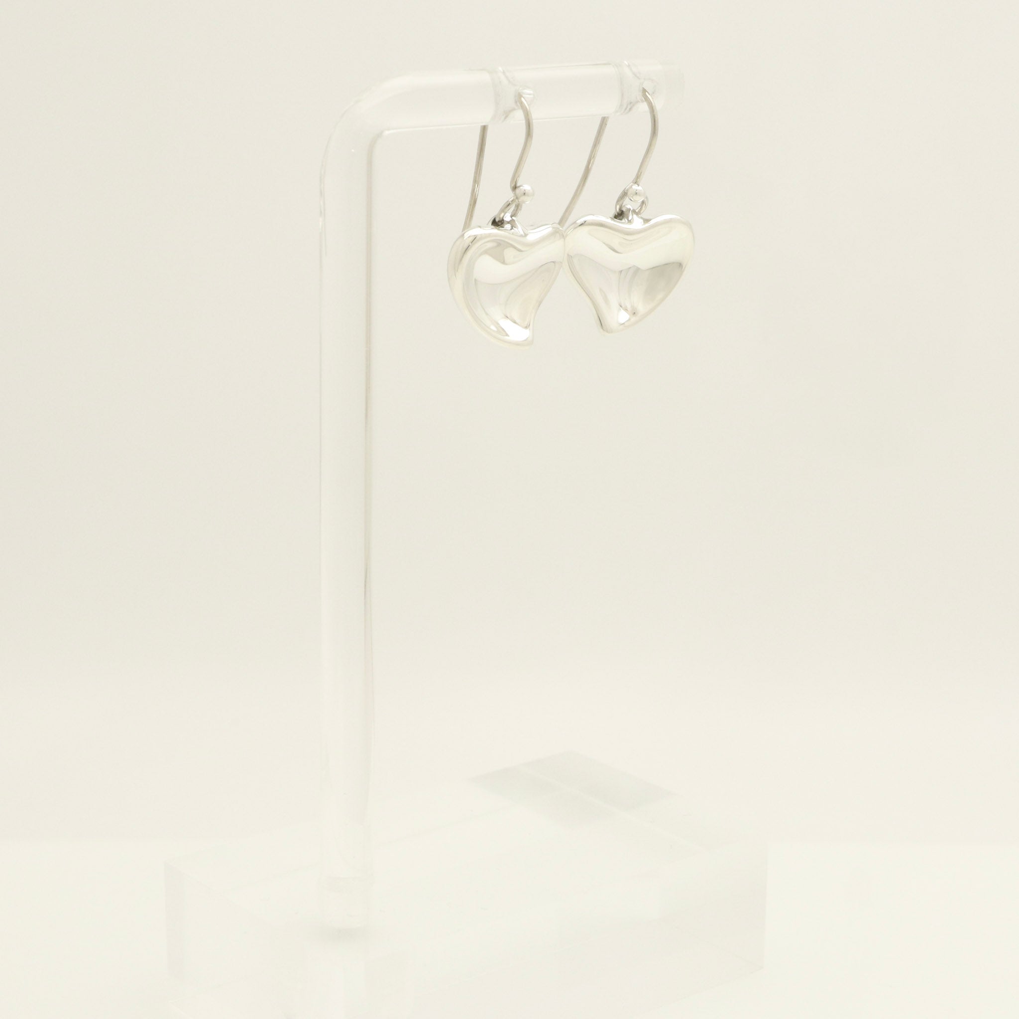 Tiffany & Co. Peretti Full Curved Heart Dangle Hook Earrings Sterling Silver 925