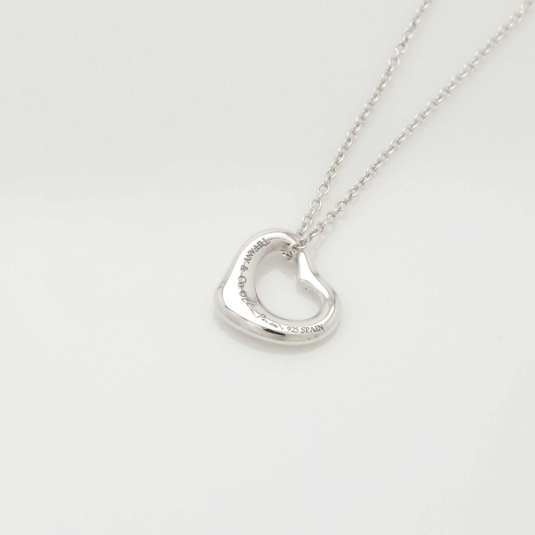 Tiffany & Co. Open Heart Pendant Necklace Sterling Silver 925