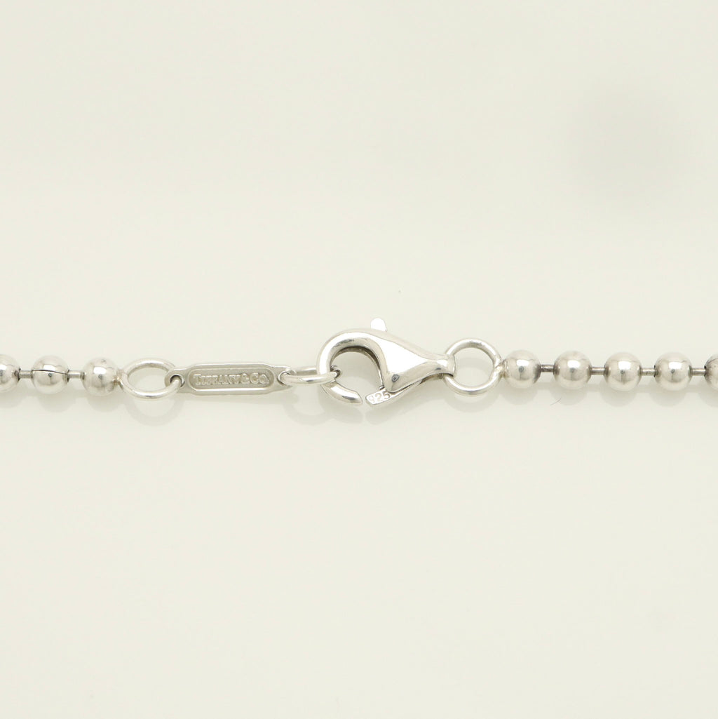 Tiffany & Co. Atlas Dog Tag Plate Ball Chain Necklace Sterling Silver 925