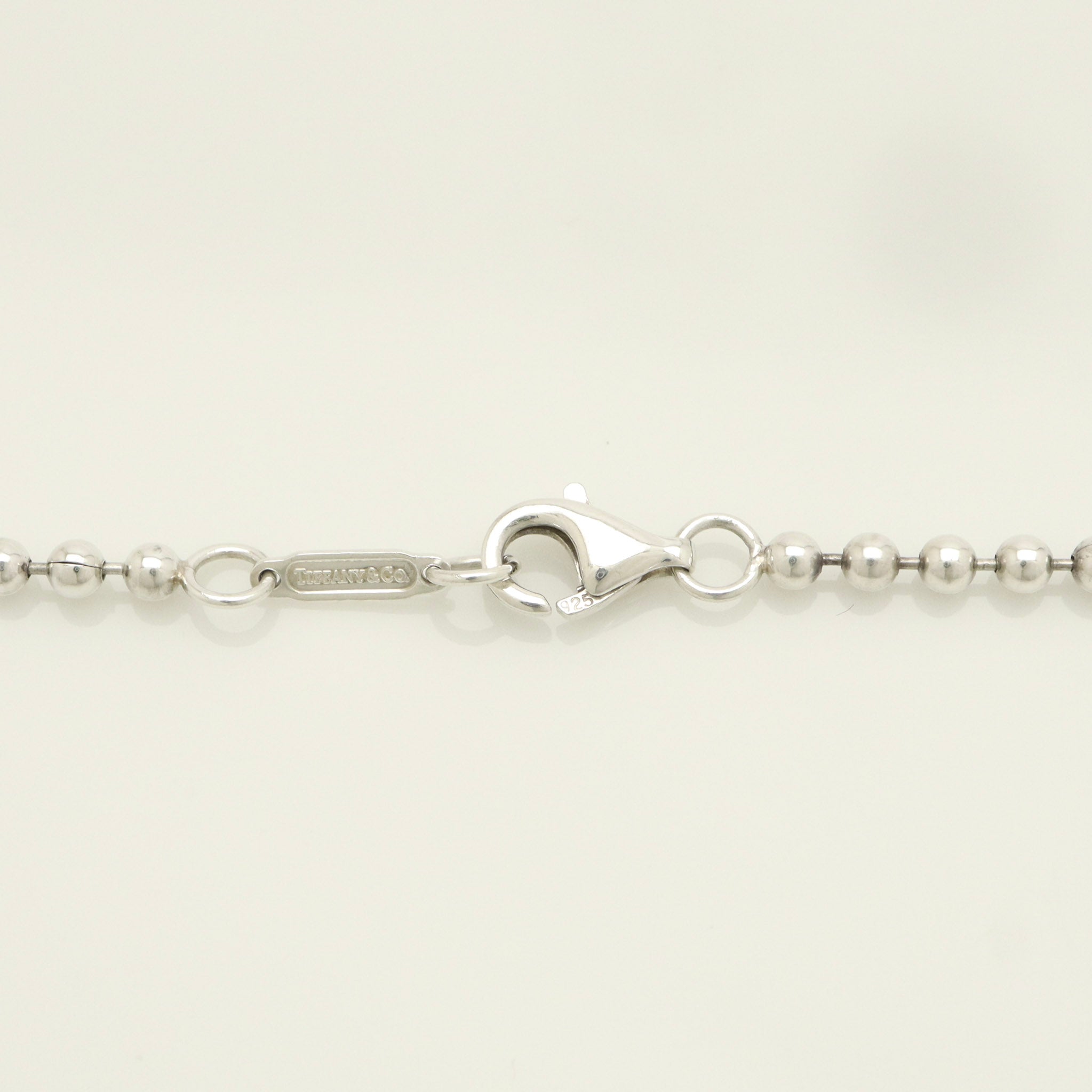 Tiffany & Co. Atlas Dog Tag Plate Ball Chain Necklace Sterling Silver 925