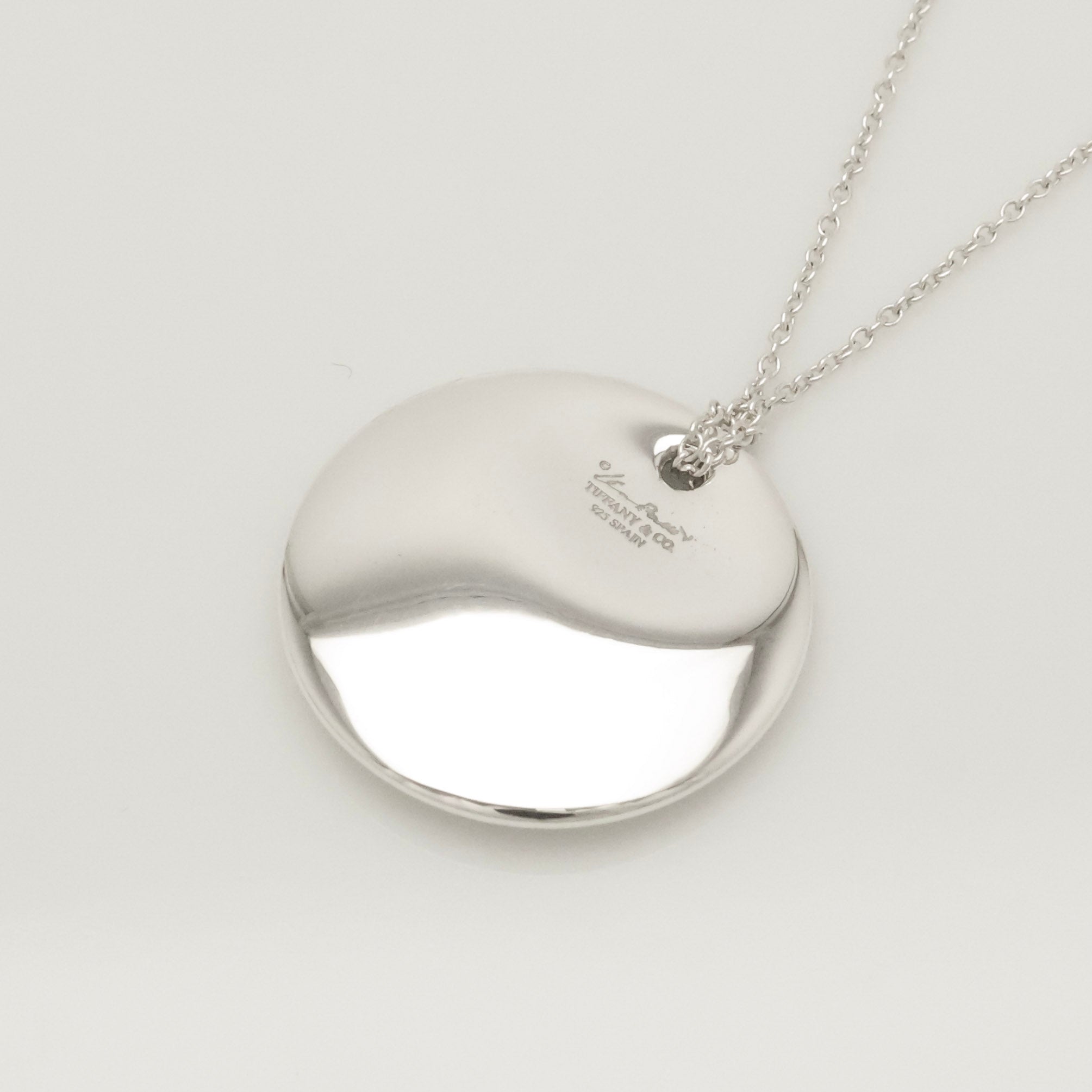 Tiffany & Co. Round Circle Disc Necklace Pendant  Sterling Silver  925