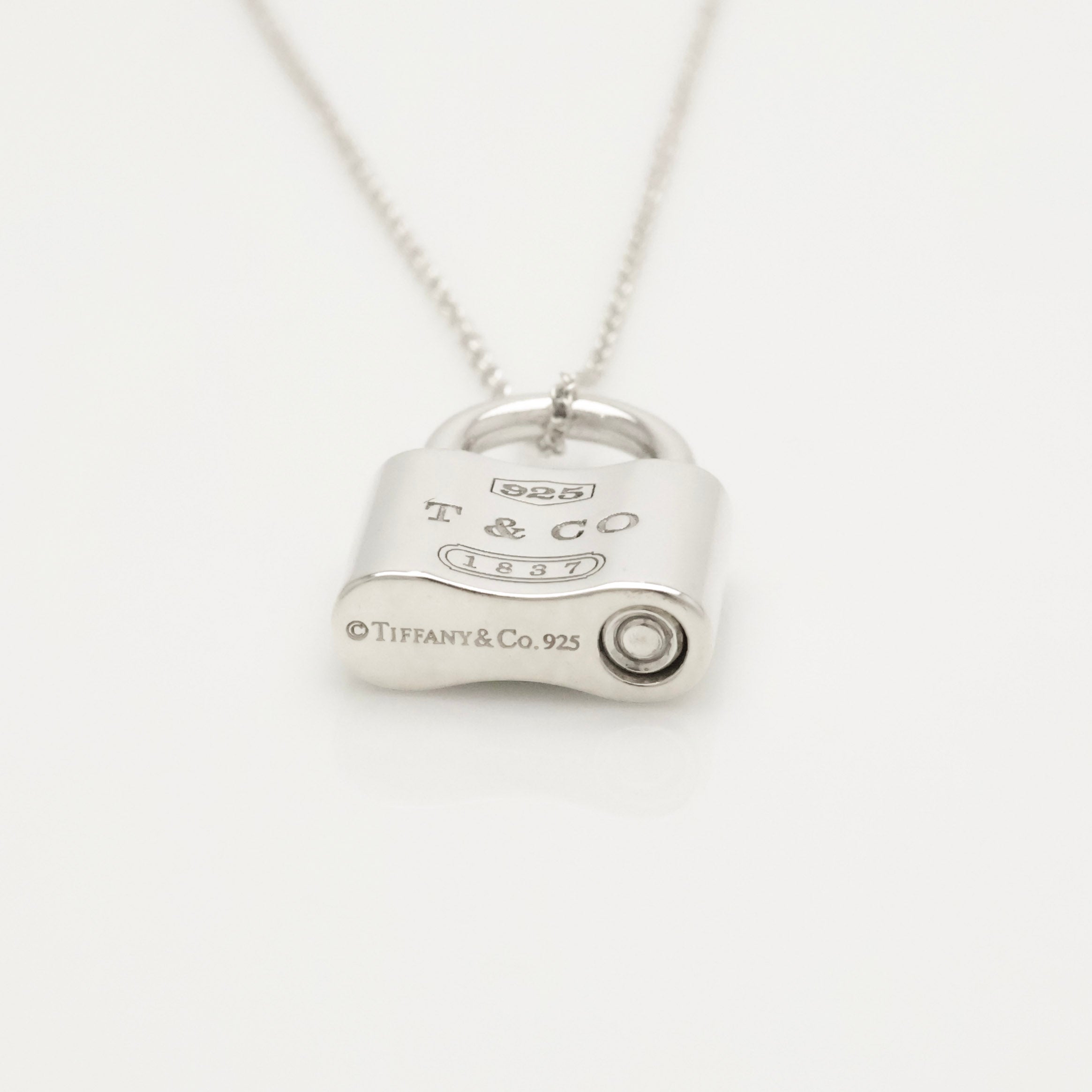 Tiffany & Co 1837 Padlock Necklace Pendant Sterling Silver 925 Chain