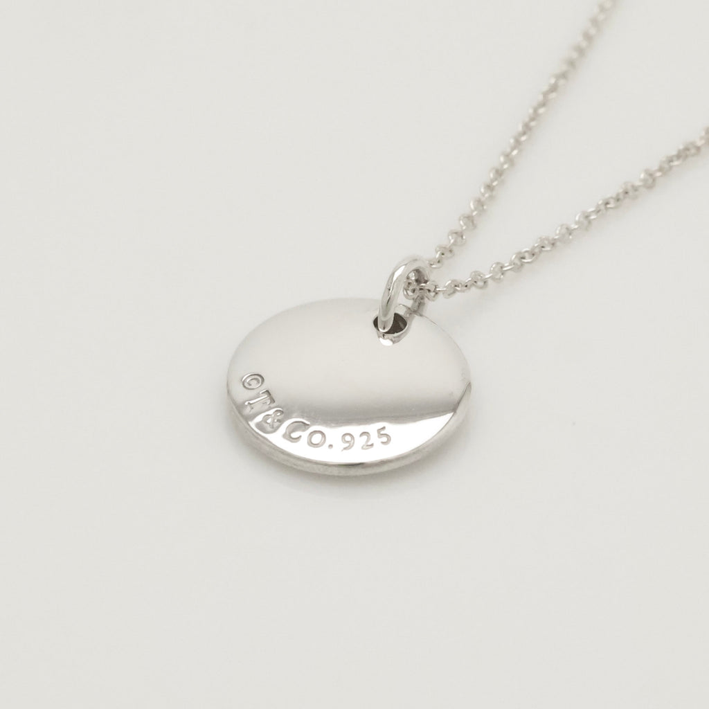  Tiffany & Co. Letter M Notes Initial Disc Necklace Sterling Silver 925