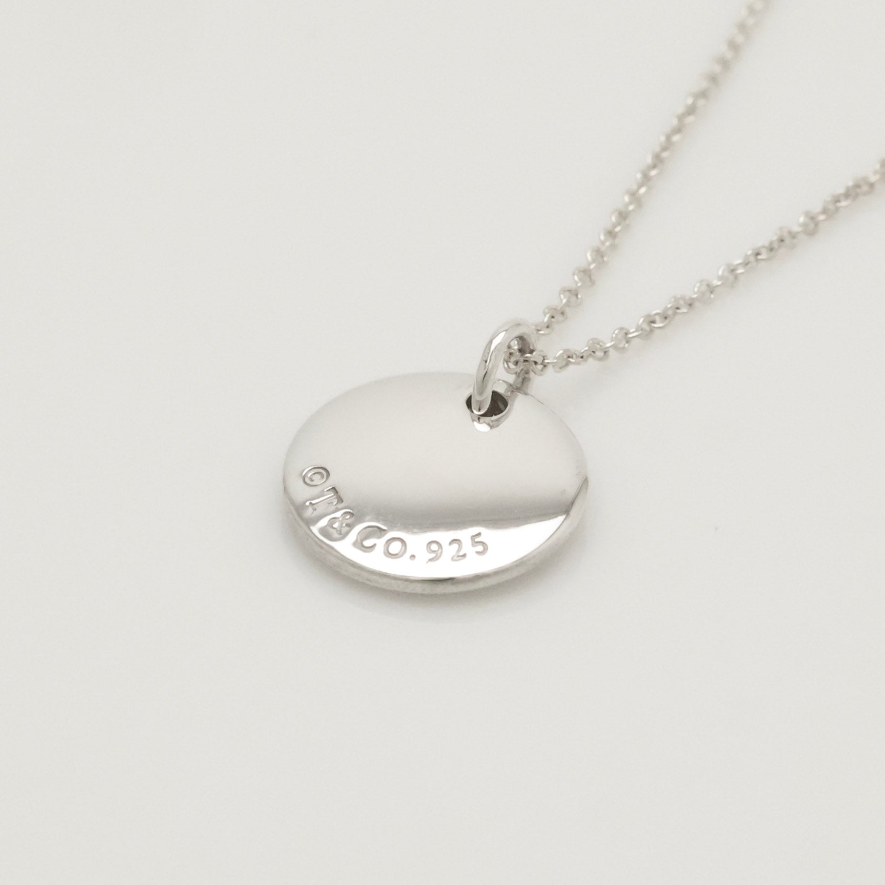  Tiffany & Co. Letter M Notes Initial Disc Necklace Sterling Silver 925