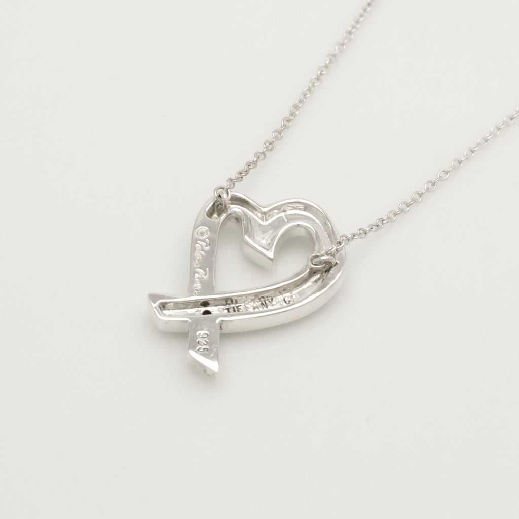 Tiffany & Co. Loving Heart Diamond Pendant Necklace Sterling Silver 925