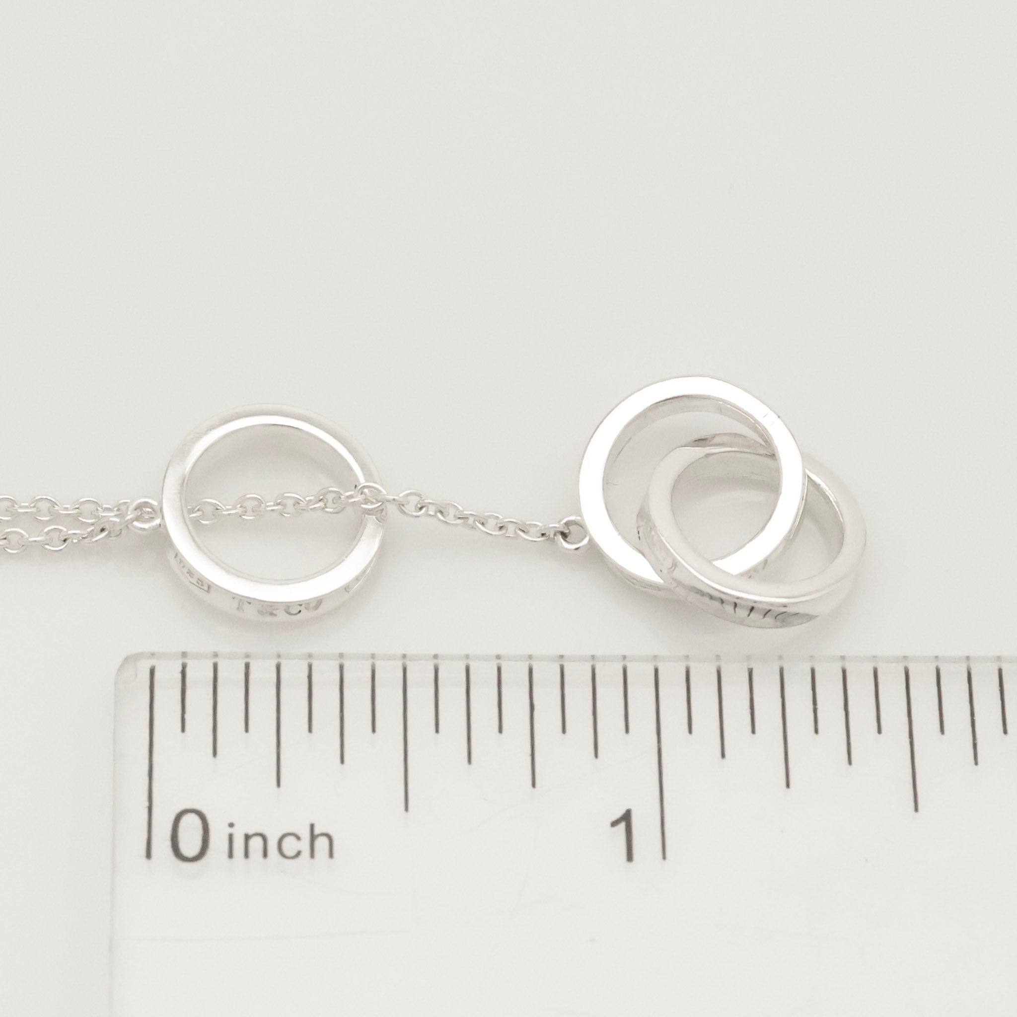 Tiffany & Co. 1837 Interlocking Circles Lariat Necklace Sterling Silver 925